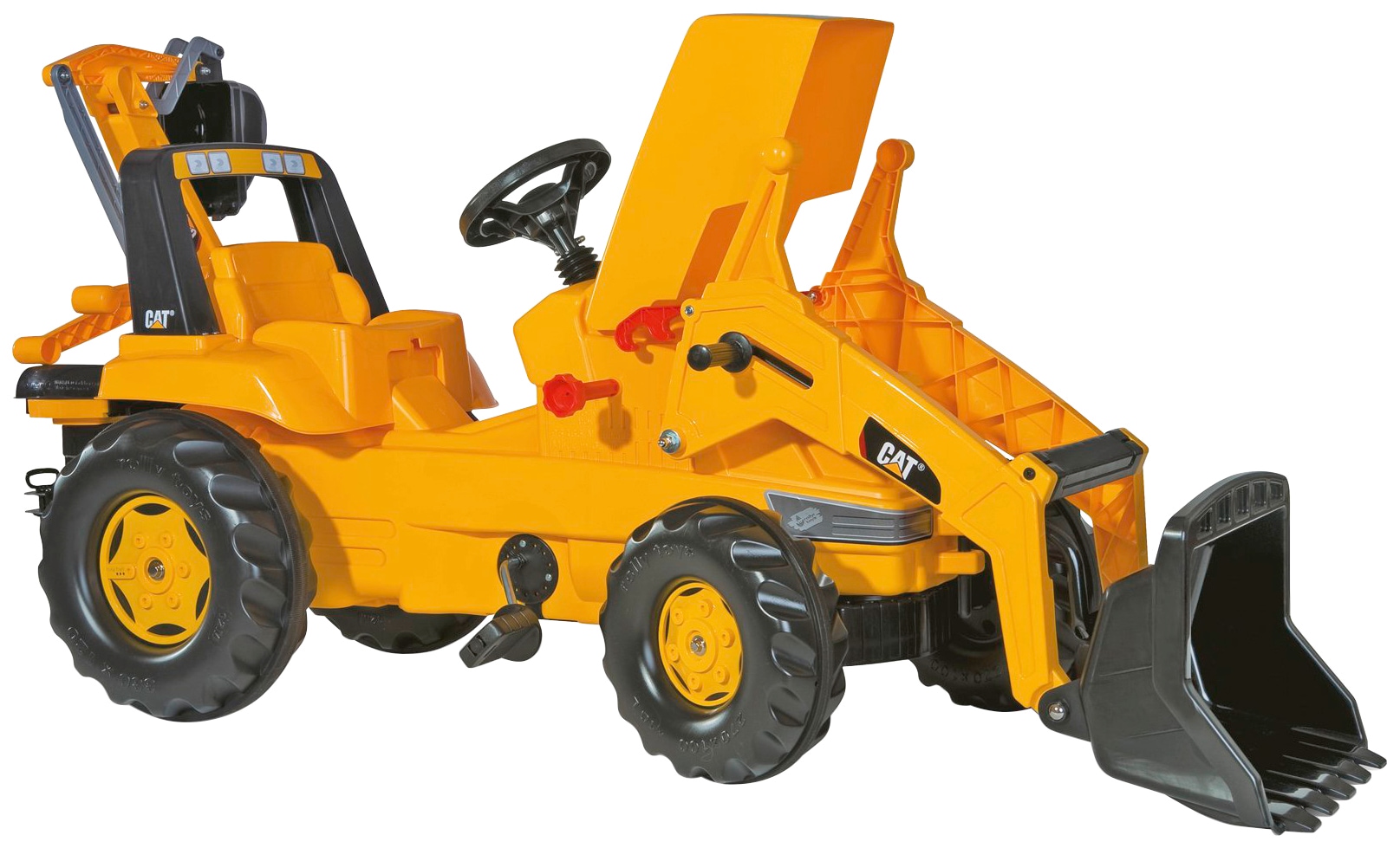 rolly toys® Véhicule à pédales »CAT« Kindertraktor mit Lader und Heckbagger