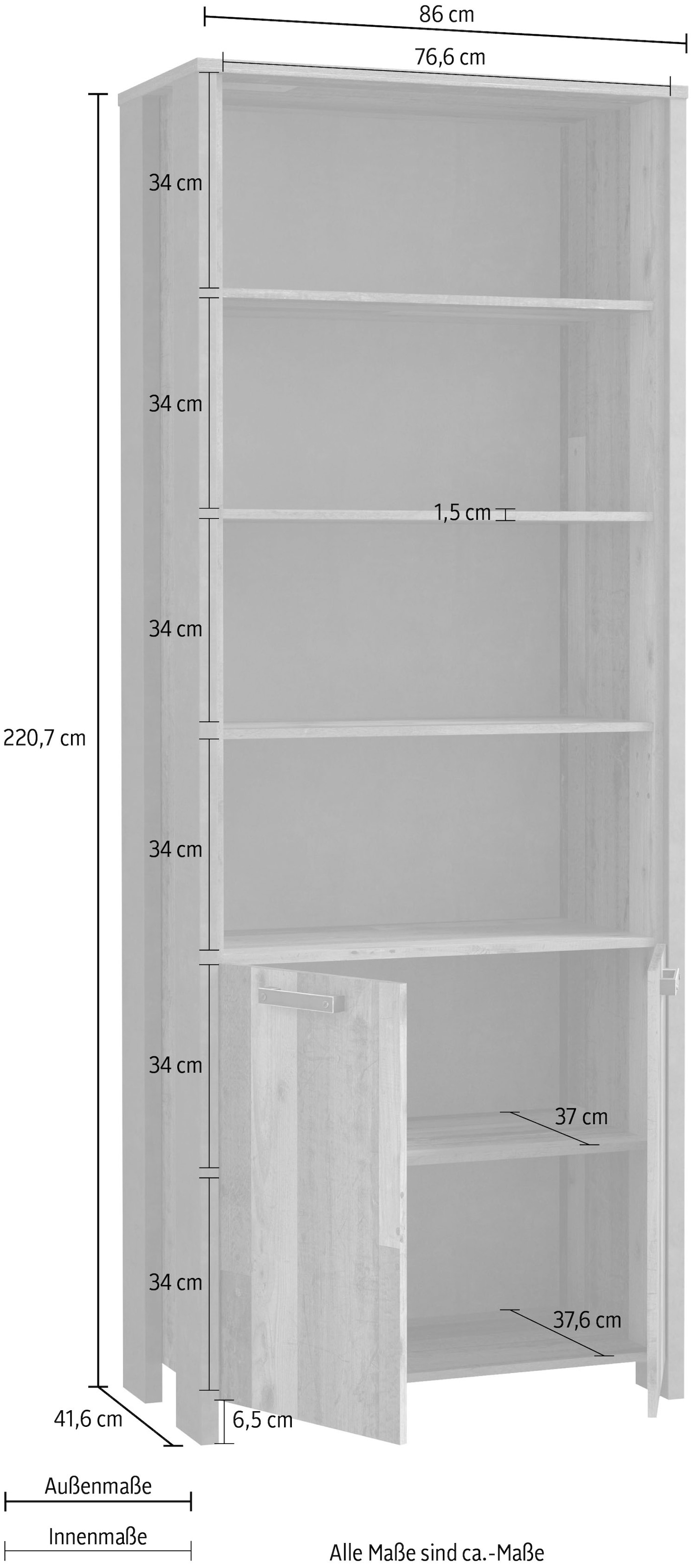FORTE Étagère à dossiers »Clif« bibliothèque, largeur 86 cm, grand espace de rangement avec 2 portes