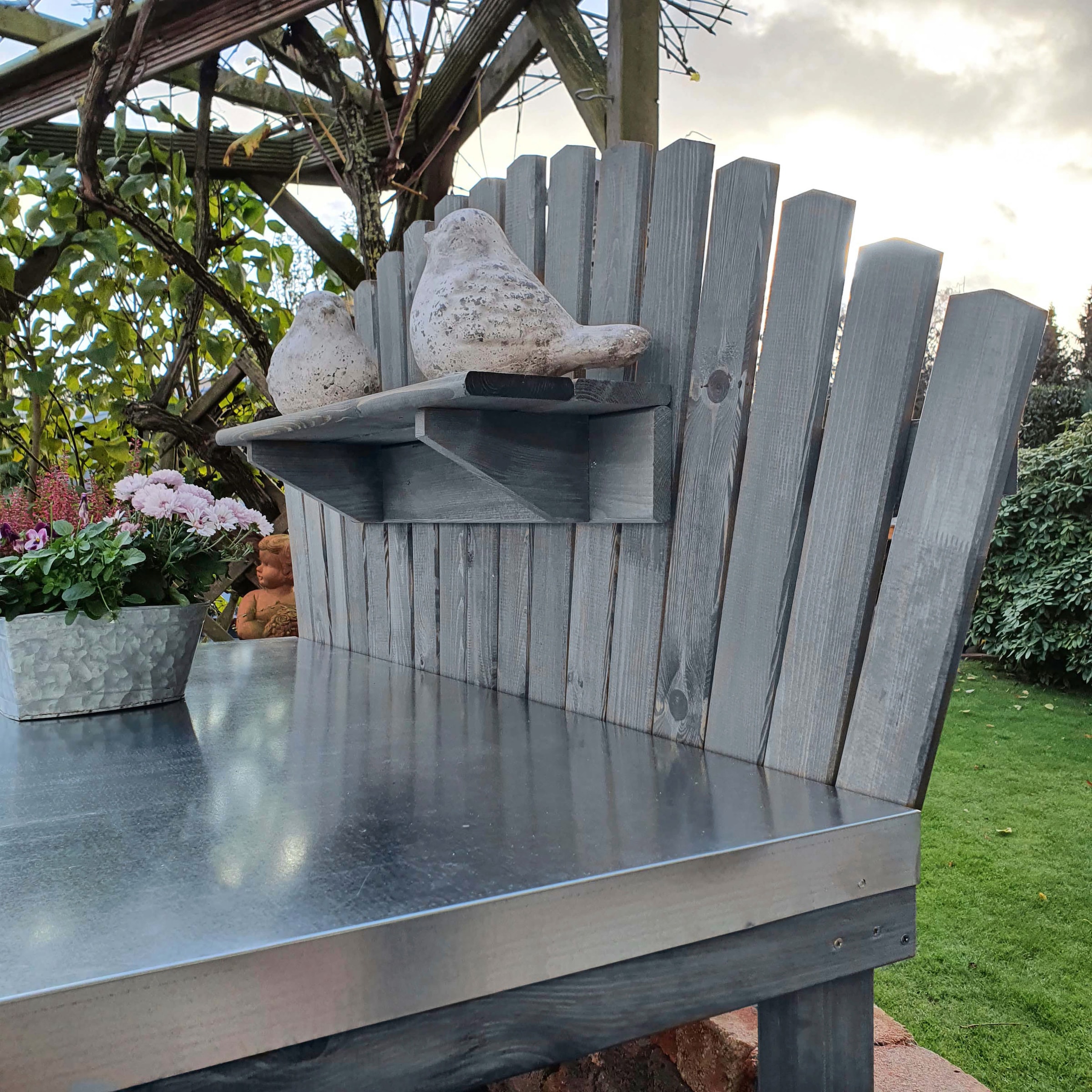 promadino Table de plantation »Helga« avec surface de travail galvanisée, LxPxH : 116x69x139 cm