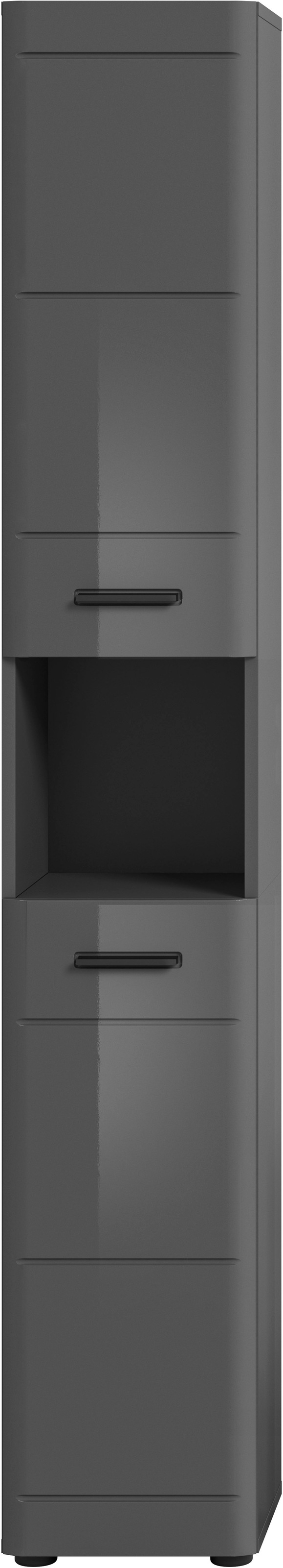 welltime Hochschrank »Doux, Höhe 180 cm , 2 Türen, 1 offenes Fach, 3 Einlegeböden« Türanschlag wechselbar, MDF Front, Badschrank, Bad-Möbel, Badezimmer