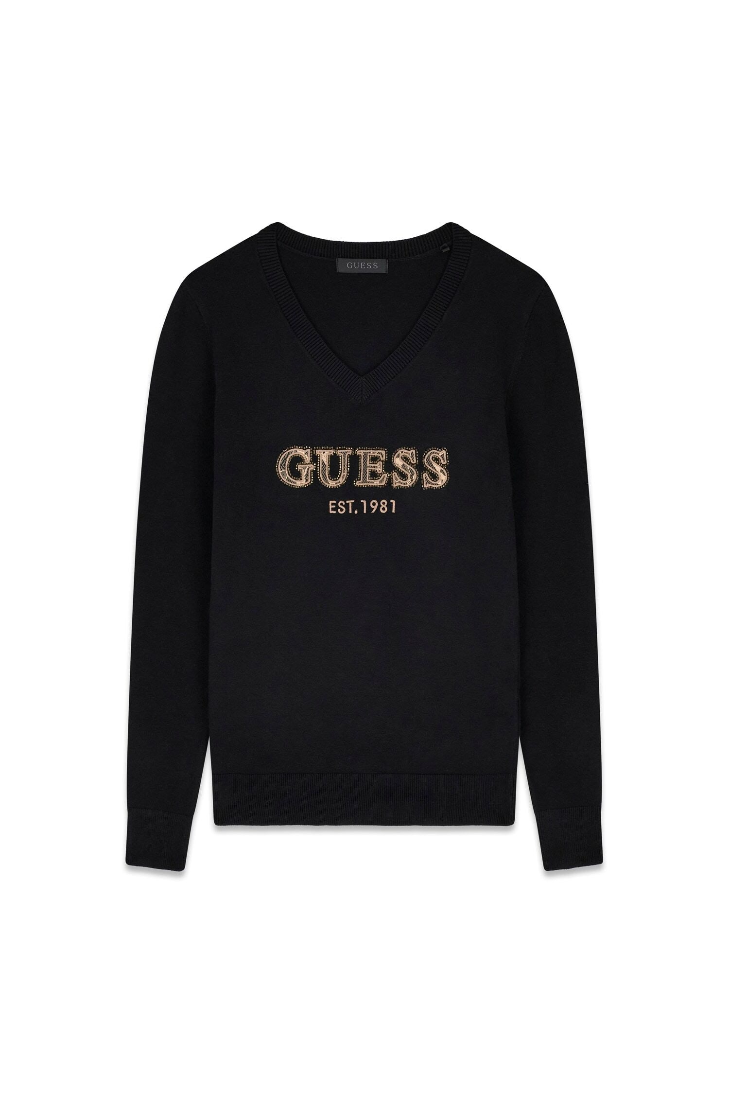 Guess Pull col V »LS VN HANNAH LOGO SWTR« aus Viskosemix, Logoschriftzug