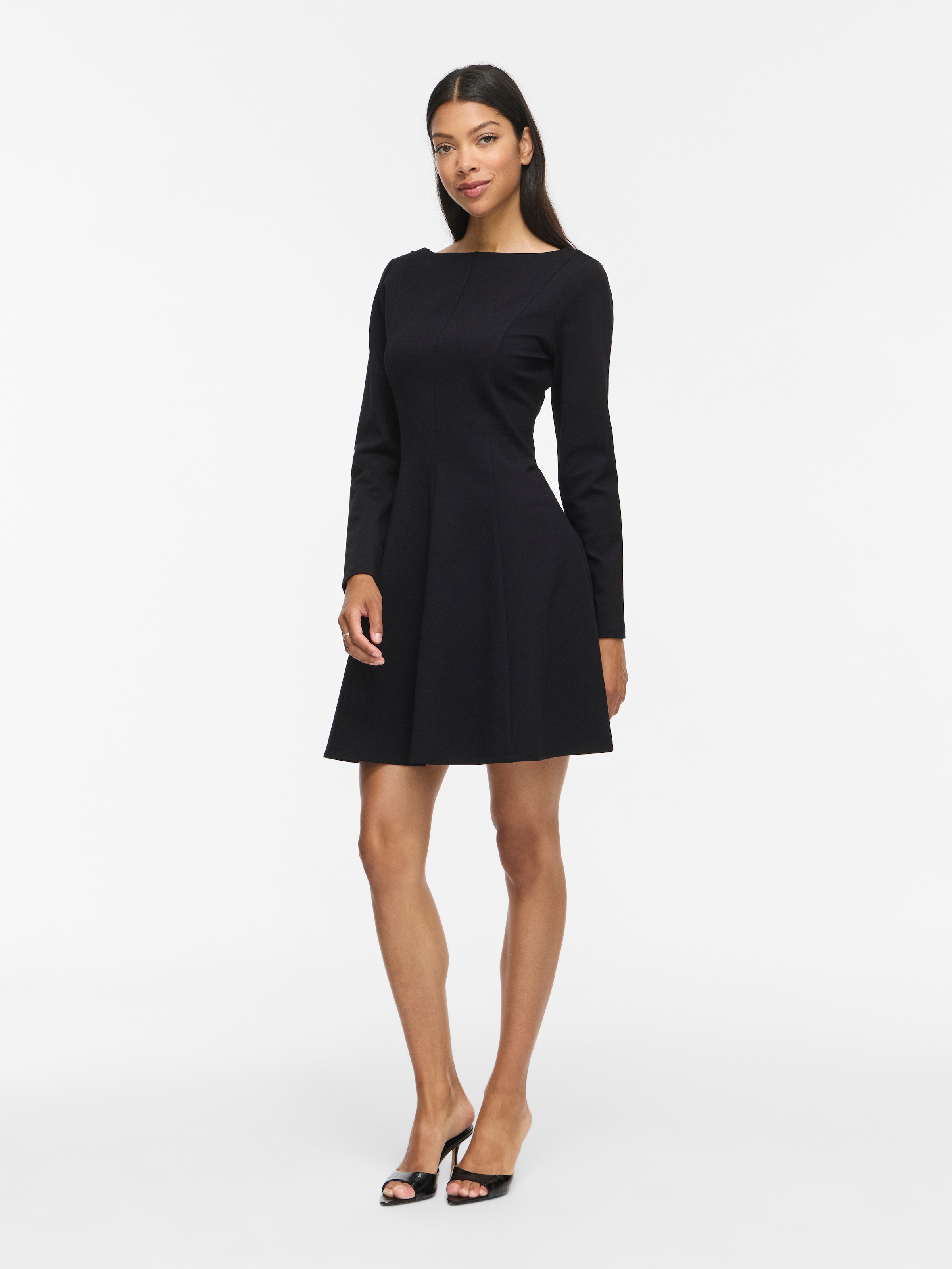 Vila Mini-robe »VISIBA BOAT NECK L/S DRESS - NOOS« mélange de viscose, coupe étroite