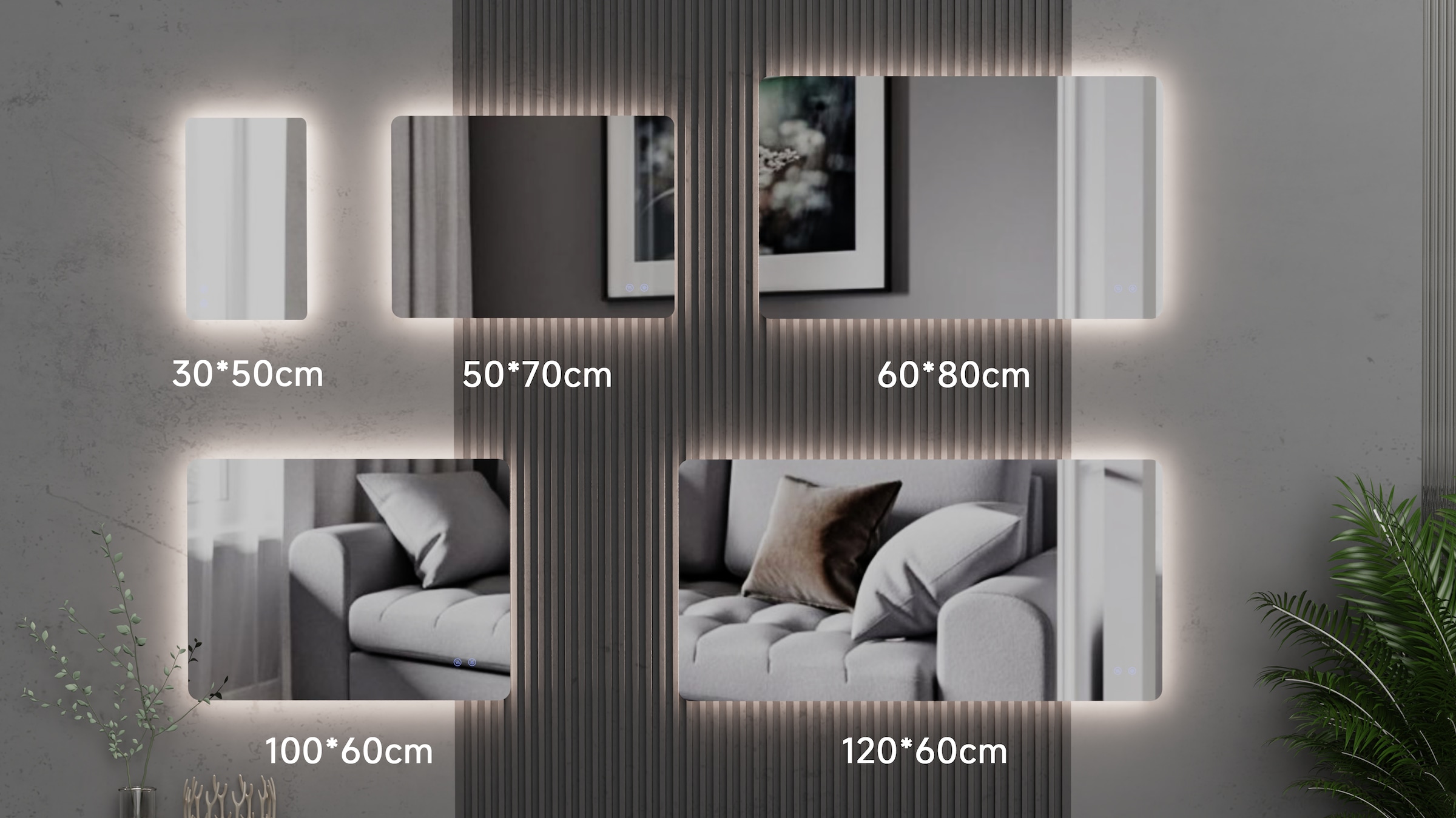 welltime Miroir lumineux LED »Toledo eckig, Spiegel mit LED Beleuchtung, Badspiegel« mit Anti-Fog Beschichtung