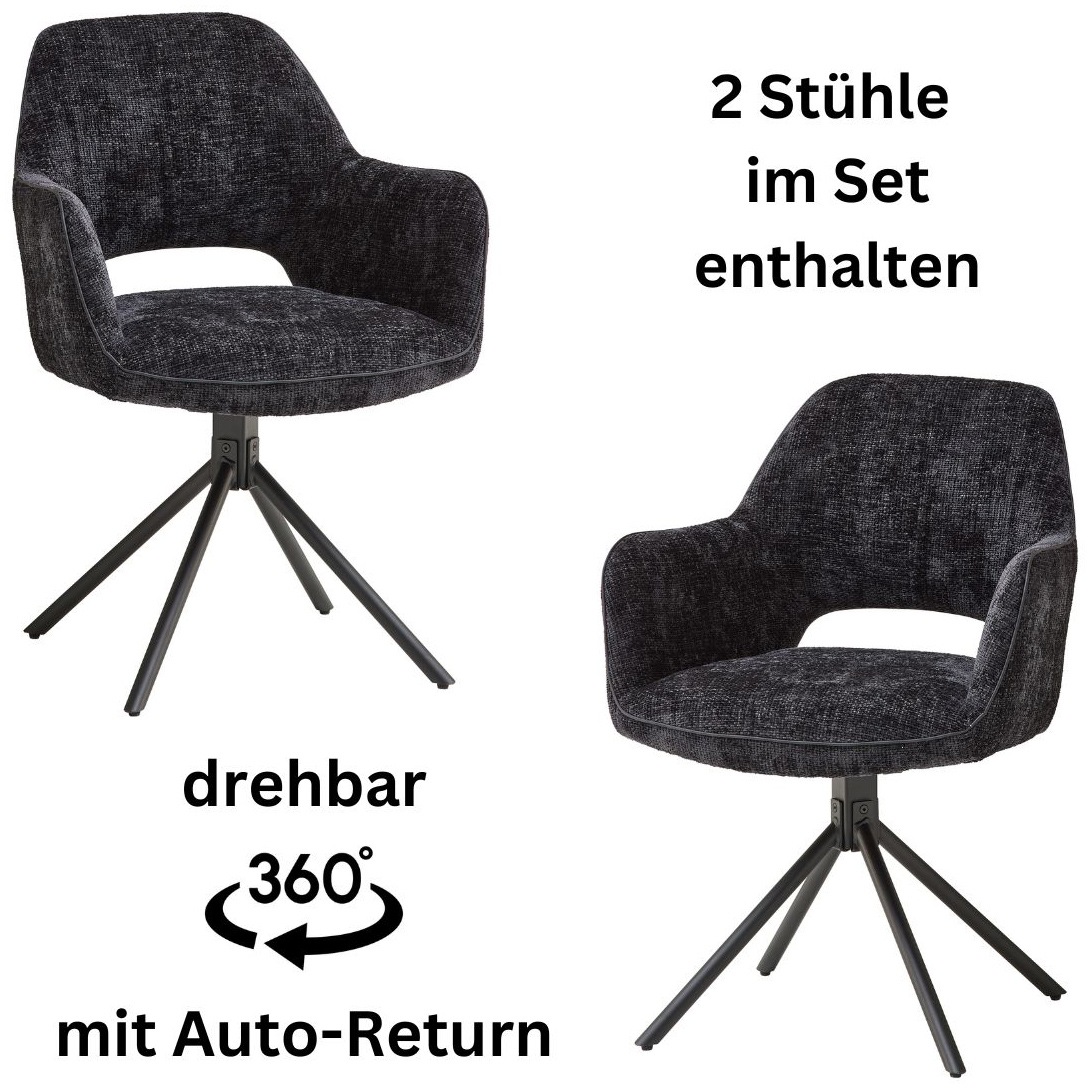 Stolkom Chaise avec accoudoirs »Adrina B/H/T 63x89x62 cm« (Paquet) 1 cuispivotant à 180 degrés avec retour automatique