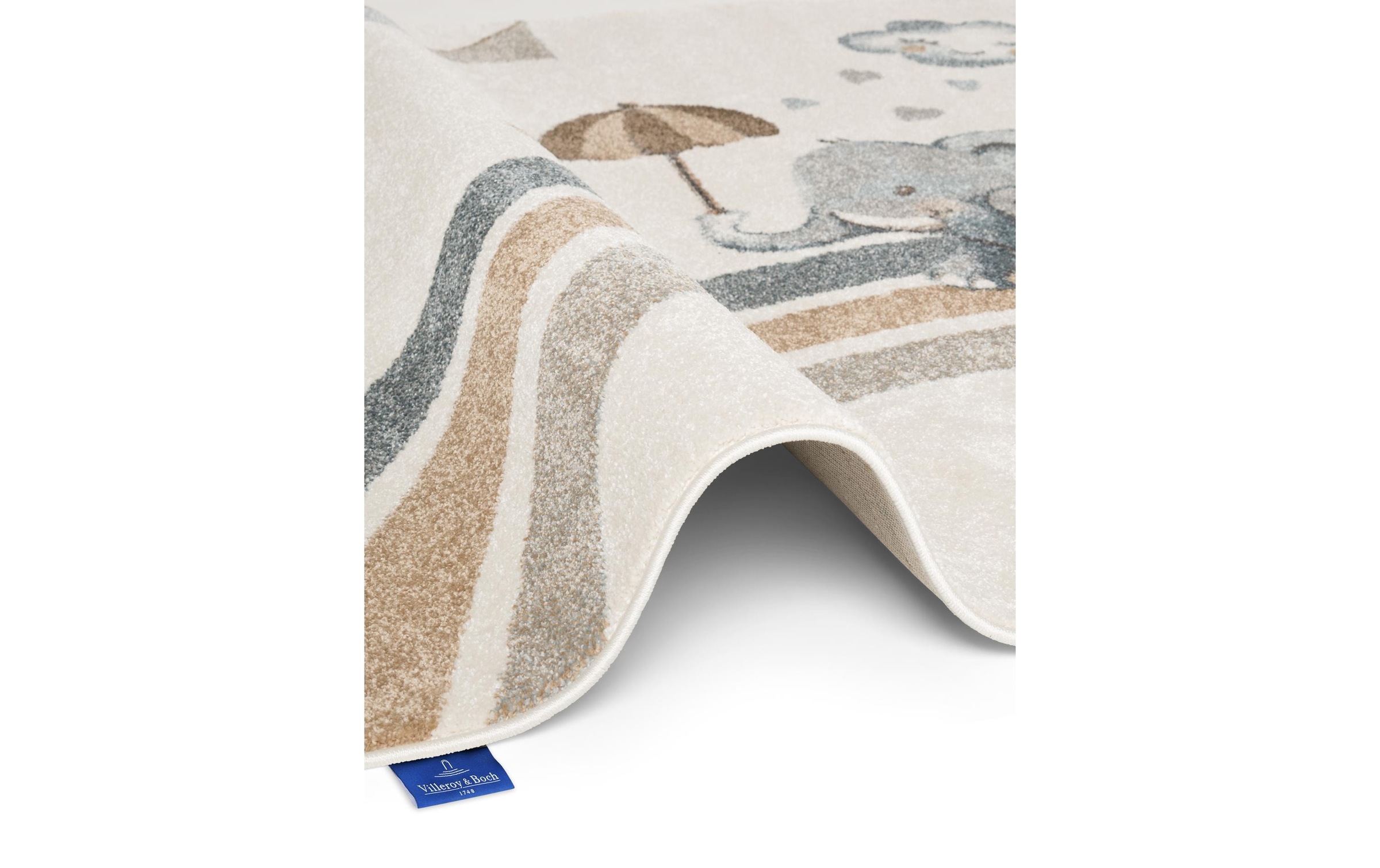 Villeroy & Boch Tapis pour enfants »Walk like an Elephant Rainy Party Teppich« Rectangulaire 9 mm Höhe Spielteppich weich, Kinderzimmer, Boho Kids Spielunterlage, Tieremotiv