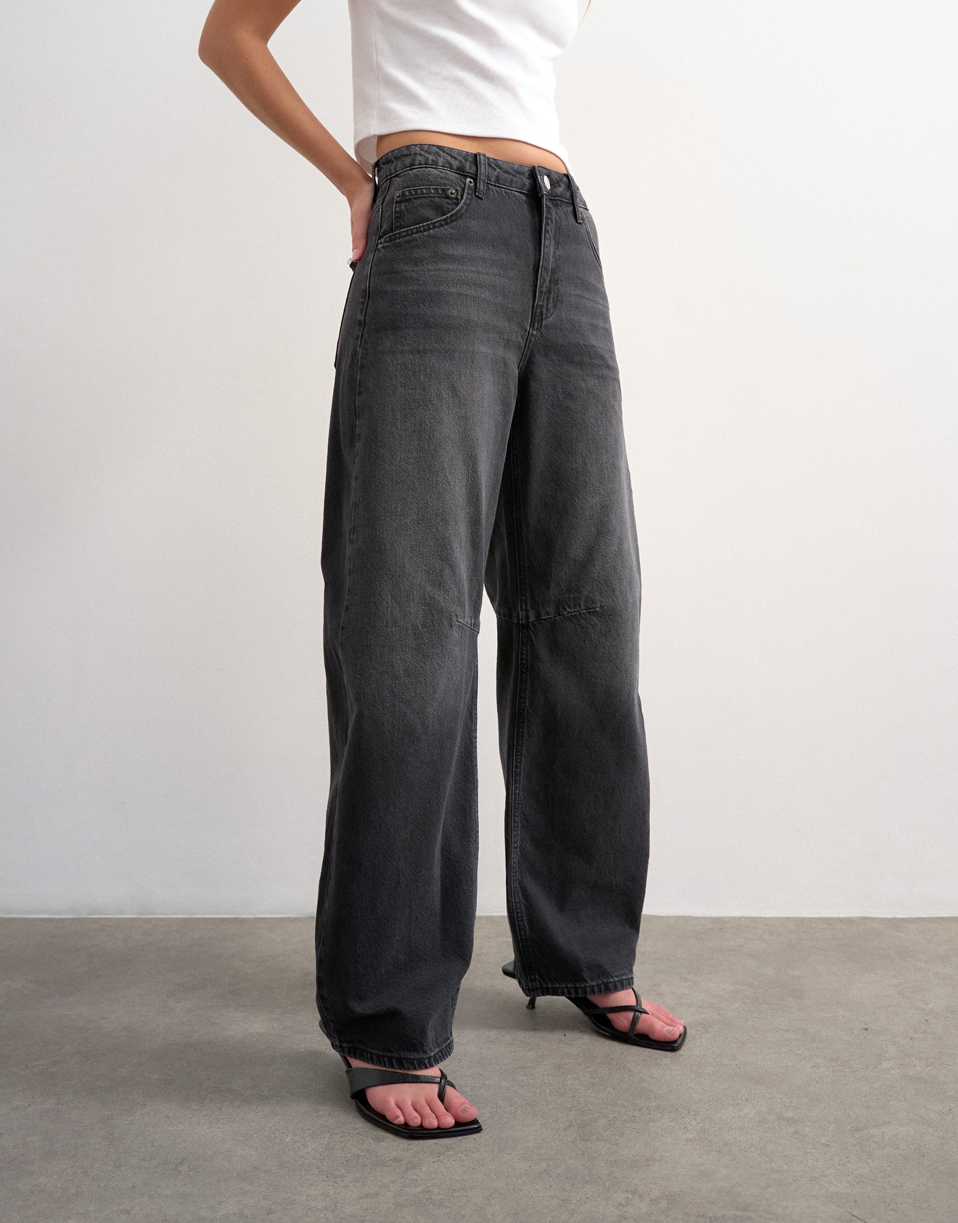TOPSHOP Jeans large »TSBARREL HR DENIM JEANS BLW NOOS« Coton, coupe baril, taille haute