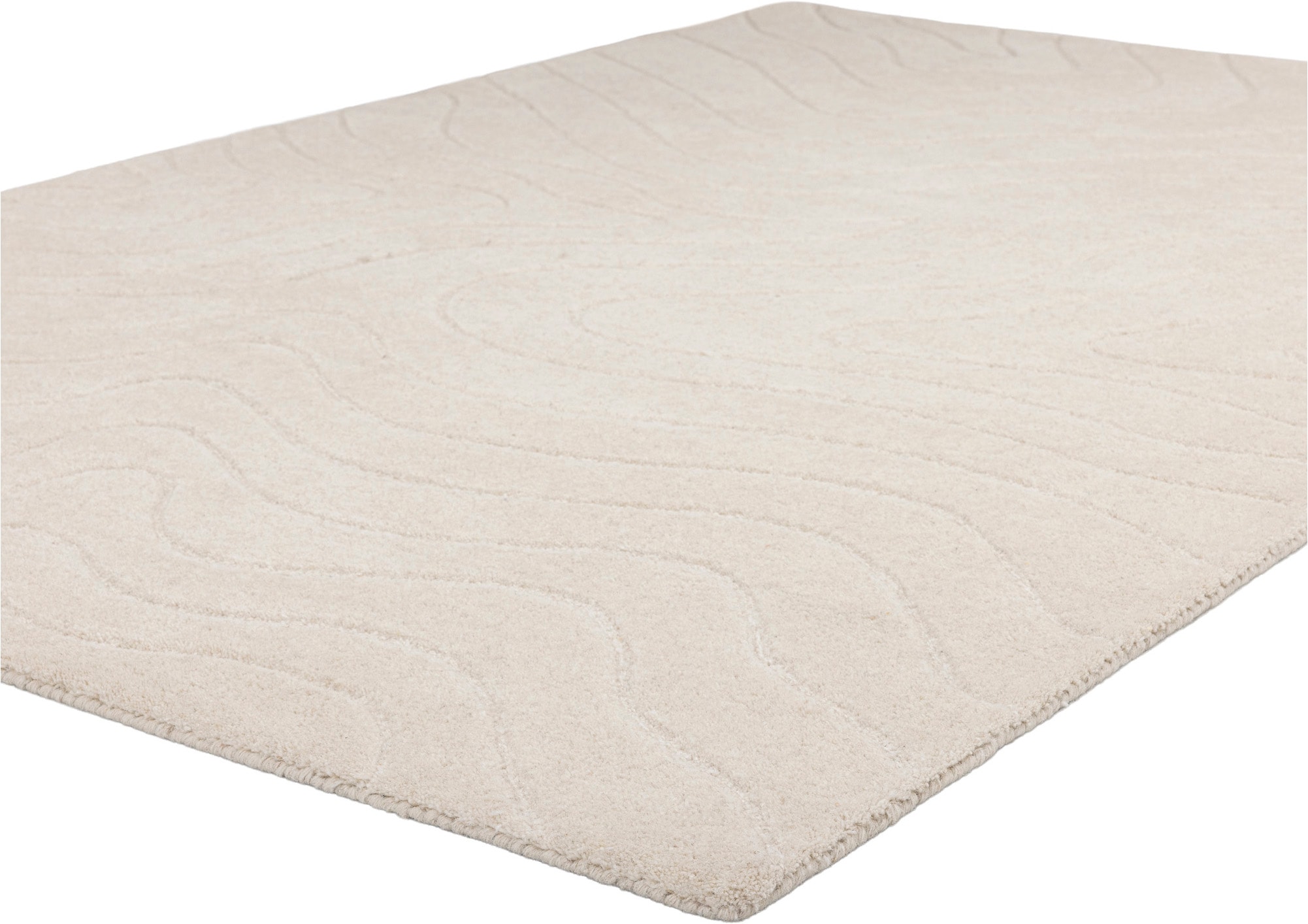 LeGer Home by Lena Gercke Tapis en laine »Zarrah, mit Wellendesign, Linienmuster« Rectangulaire 14 mm Höhe laine pure, moderne, scandinave, salon, chambre, salle à manger
