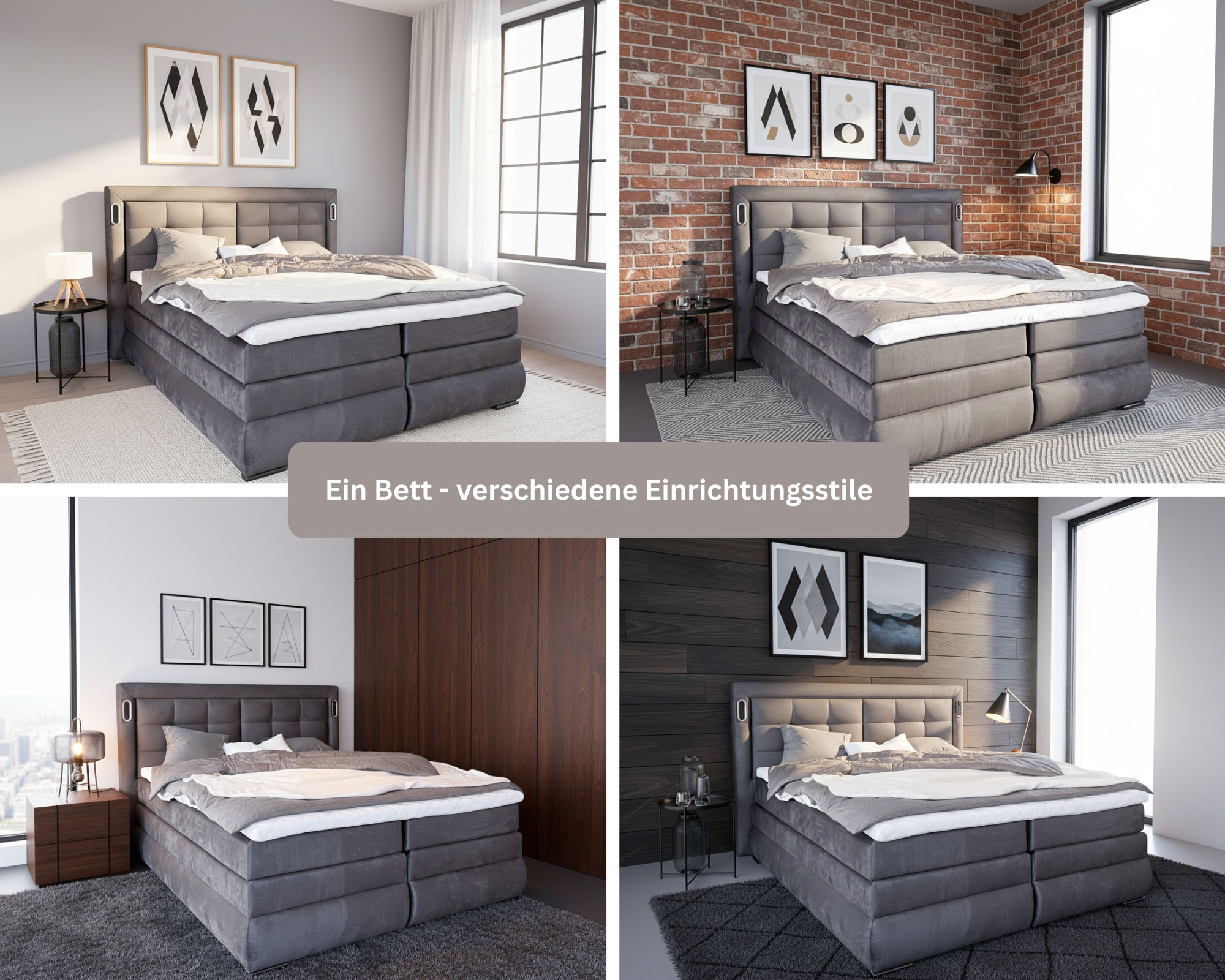 GOODproduct Lit boxspring »MIVVA inkl. Bettkasten & Topper, Komfortliegehöhe: 67cm, Breite: 180cm« in H3, H4 oder Hmix H3/H4, wahlweise mit oder ohne LED-Leuchten