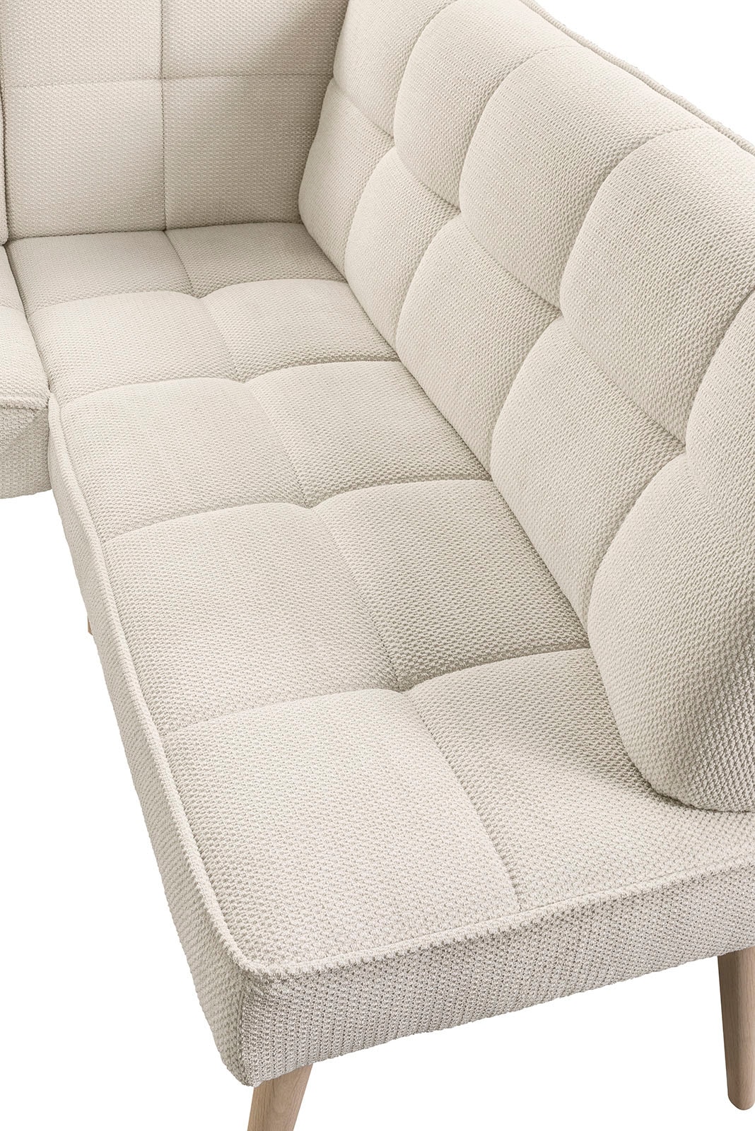 exxpo - sofa fashion Banc d'angle »Latte« couture moderne siège et dossier, confortable et élégant, pied en bois haut