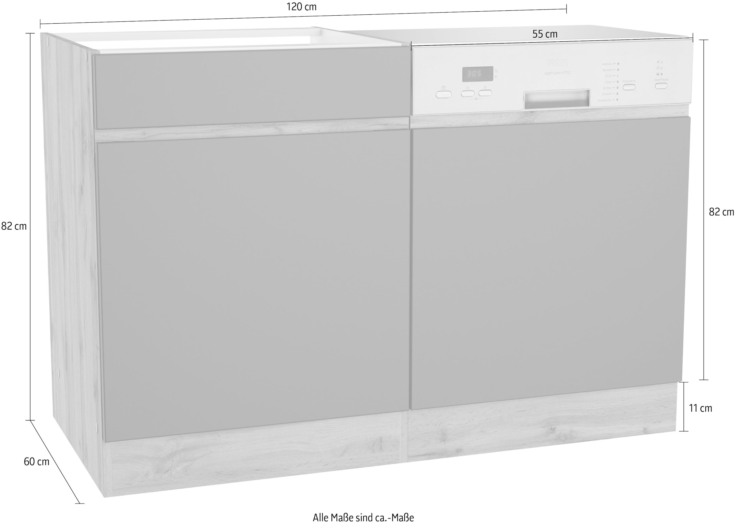 KOCHSTATION Meuble évier »KS-Riesa« largeur 120 cm, façades en MDF