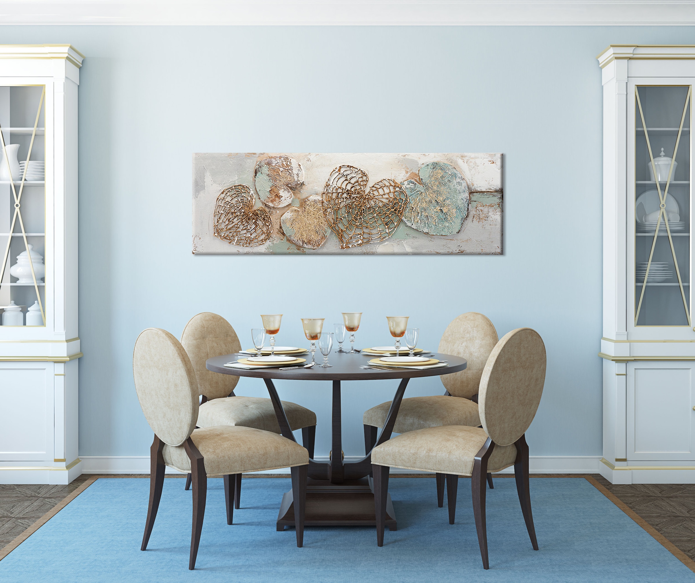 Bönninghoff Peinture à l'huile »handarbeit HERZEN 40x120 cm – Wandbild Kunst Deko modern« Abstrait | Art | Feuilles | Formes | Images de feuilles | Symboles 1 cuis tlg. fabriqué à la main, chaque image est unique
