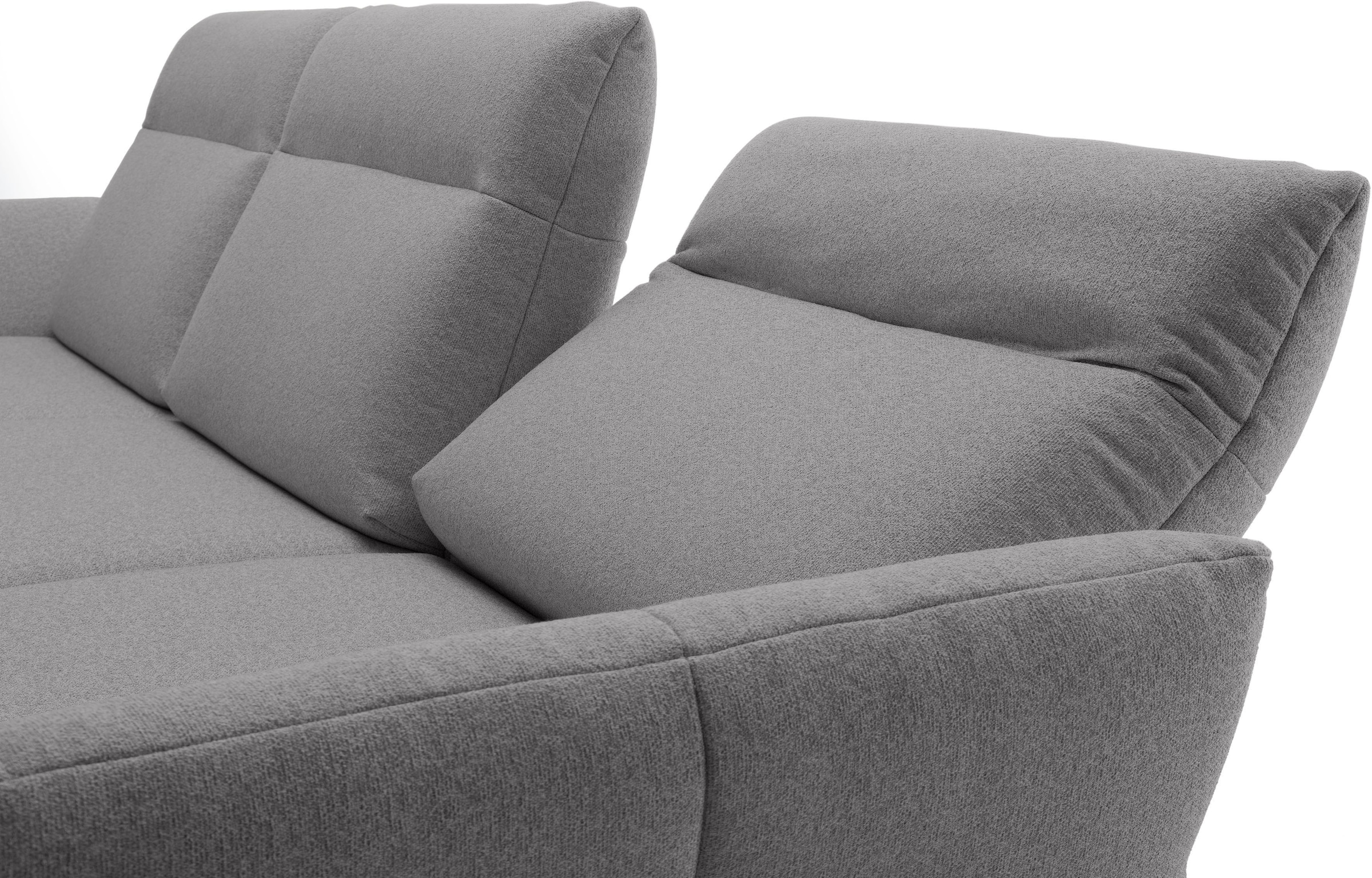 Creation BY ROLF BENZ Canapé d'angle »CR.460 Designsofa mit erstklassigem Sitzkomfort« socle en noyer, pieds d’angle en gris ombre, largeur 338 cm
