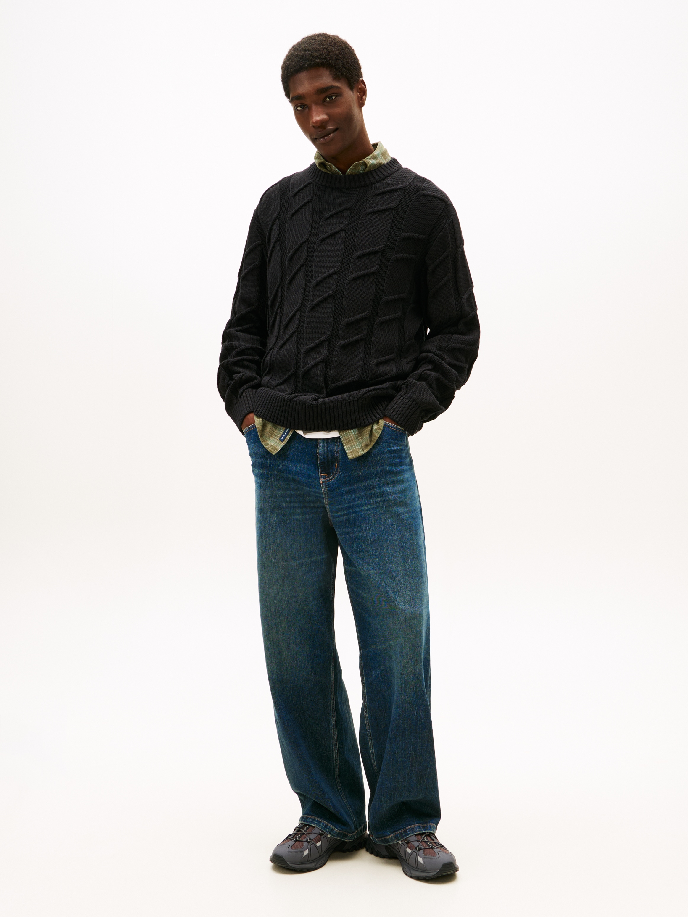 Tommy Jeans Pull à col rond »TJM REG CHUNKY CABLE« Grobstrick mit Zopfmuster, regular fit, Rundhals