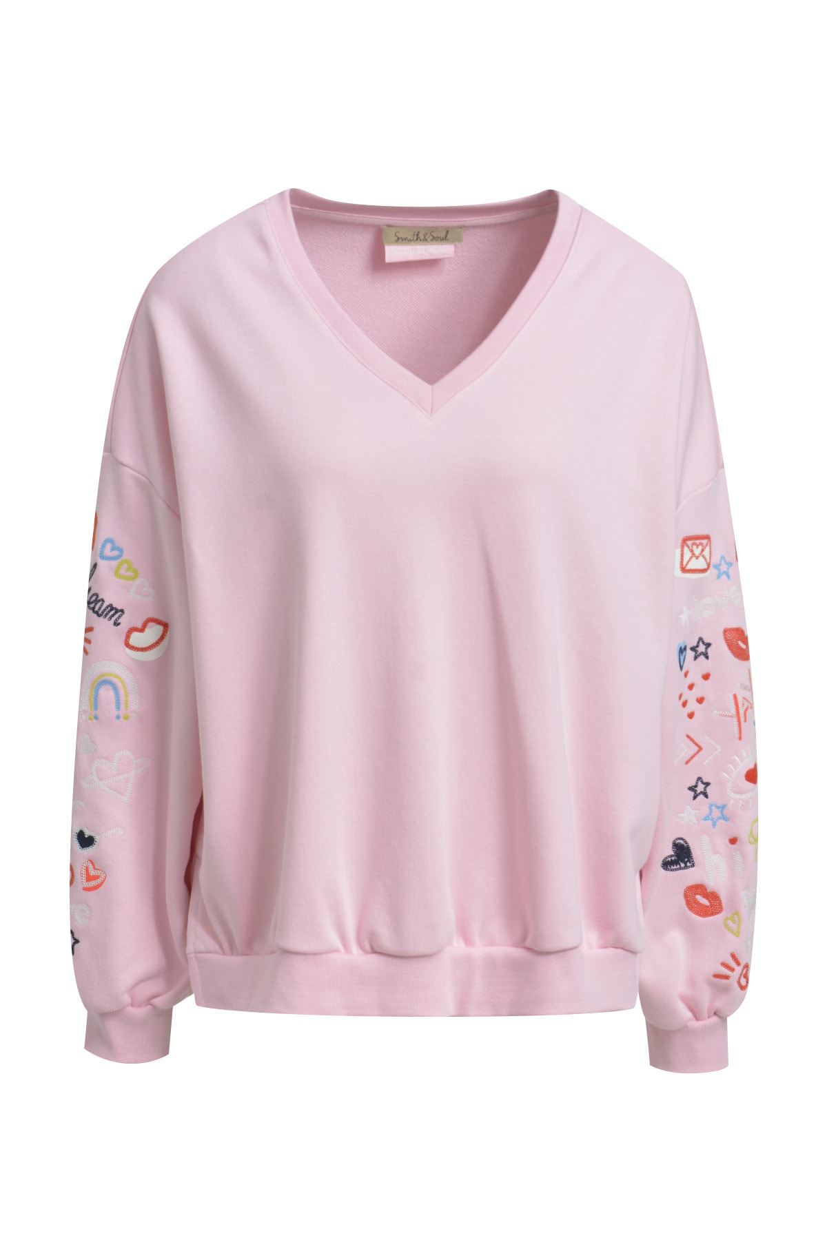 Smith & Soul Sweatshirt , mit V-Ausschnitt, Oversize, bestickt
