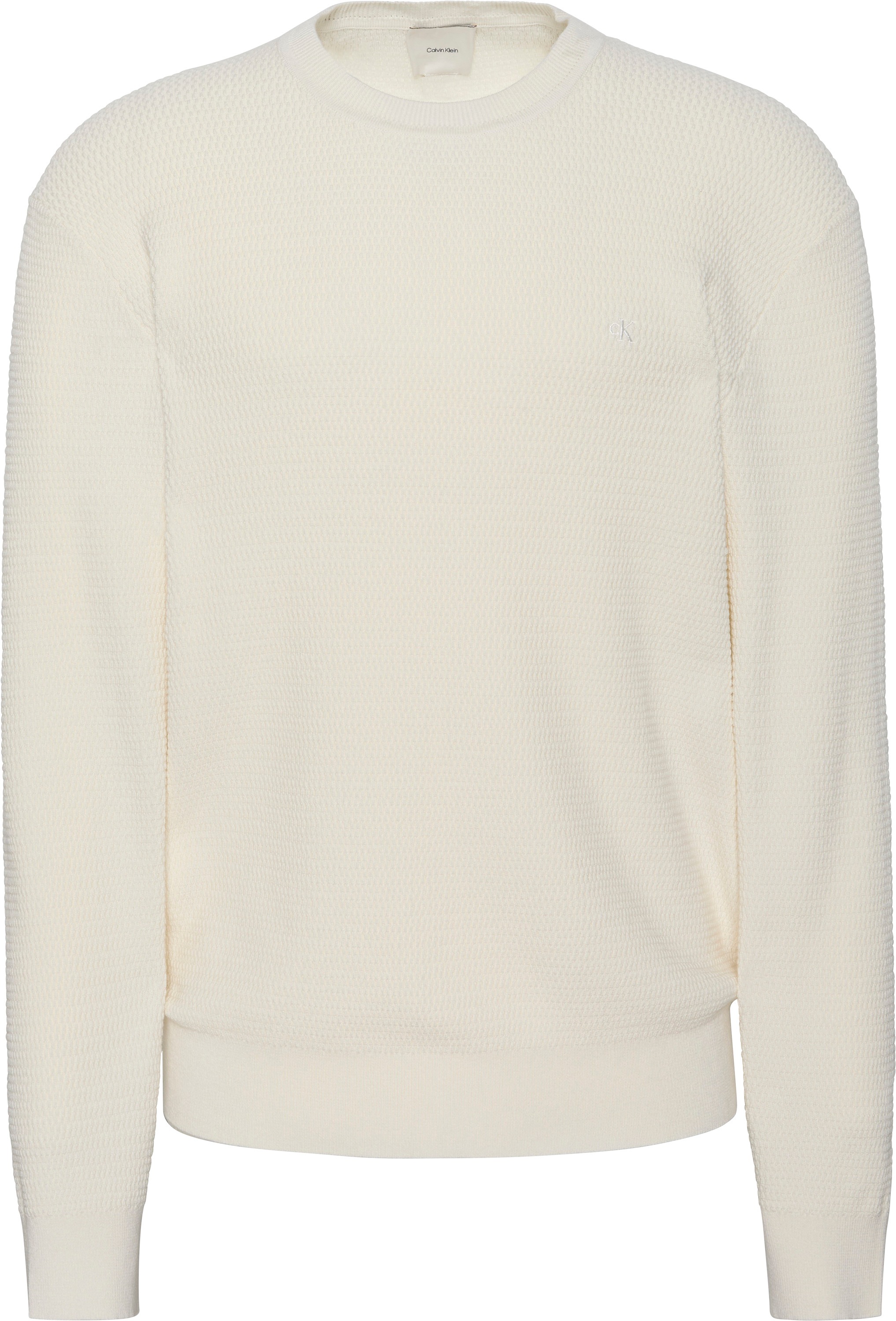 Calvin Klein Pull en tricot »LS TXTR CTTN CRWNK S« Mit Rundhalsausschnitt