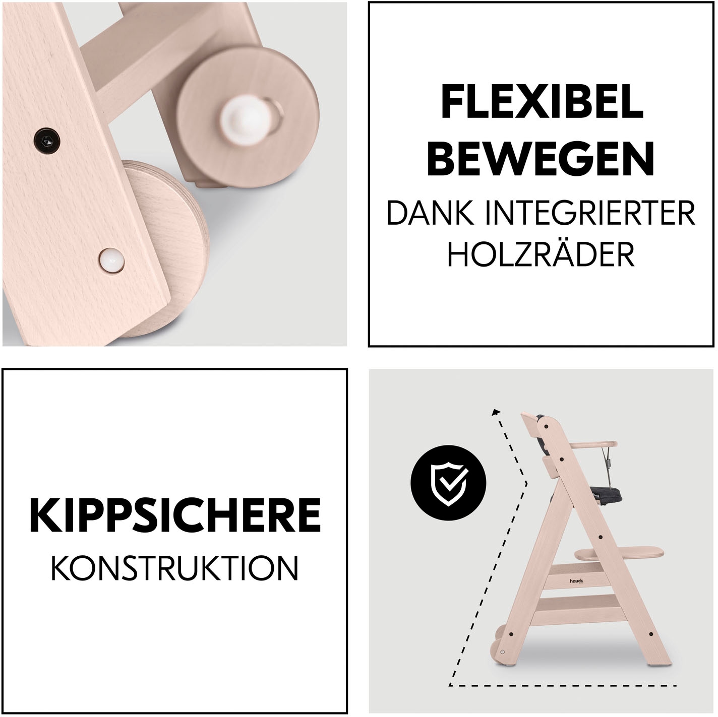 Hauck Hochstuhl »Beta+« () mit Holzrädern