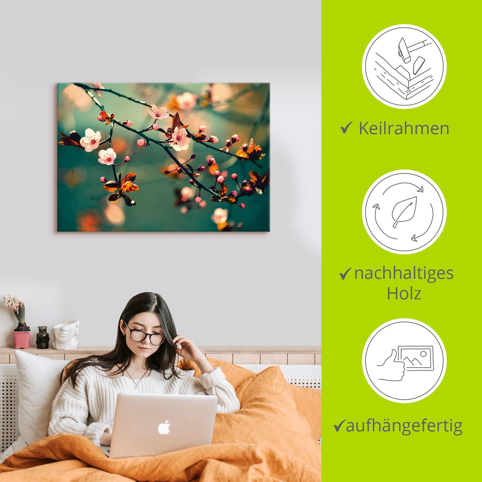 Artland Fresque murale »Japanische Kirsch Sakura Blumen« 1 cuis tlg. als Leinwandbild, Poster in verschied. Grössen