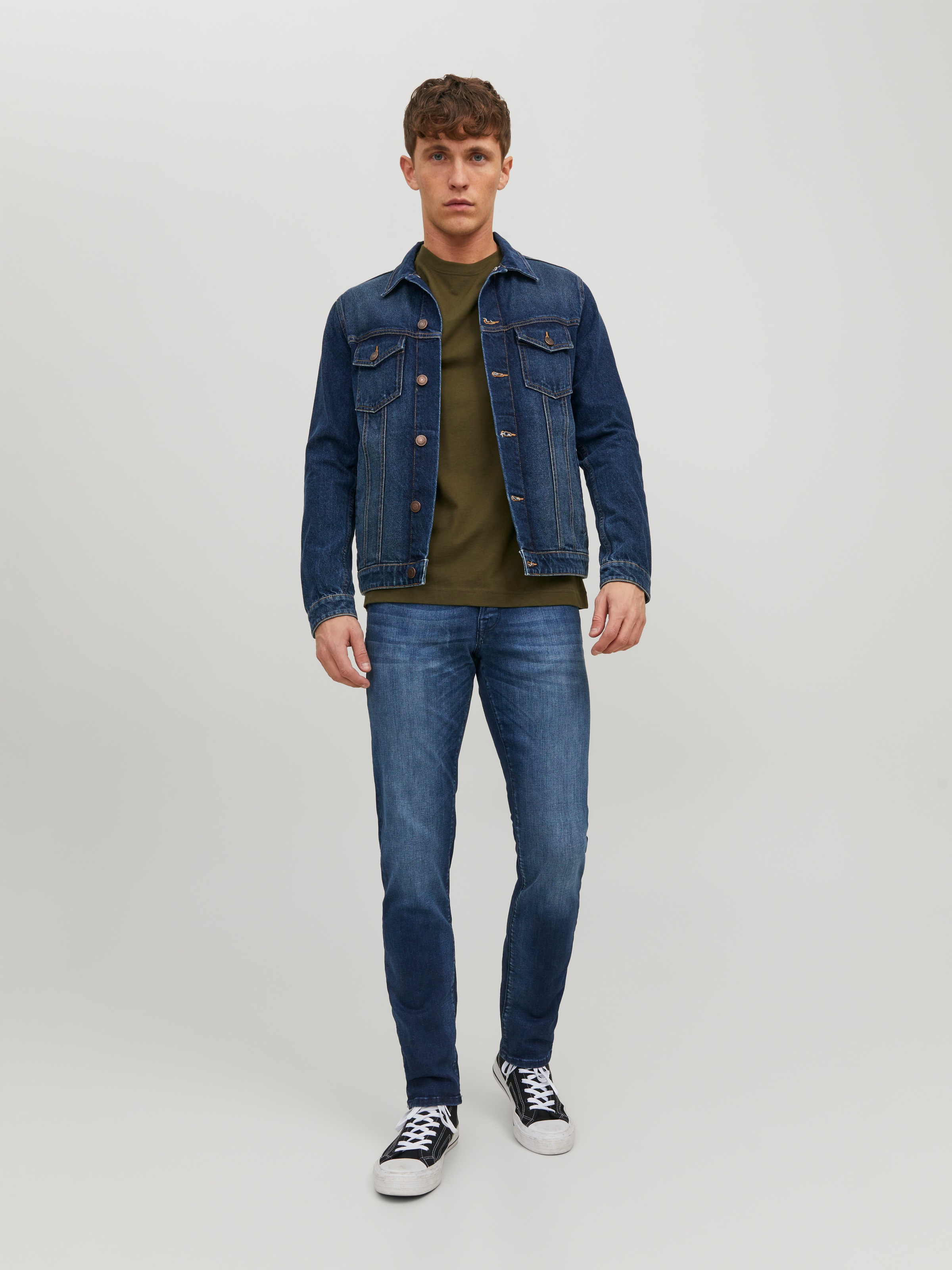 Jack & Jones Slim-fit-Jeans »JJIGLENN – Slim-Fit-Jeans mit niedriger Leibhöhe«, Used, modisch, slim fit, Denim/Jeans
