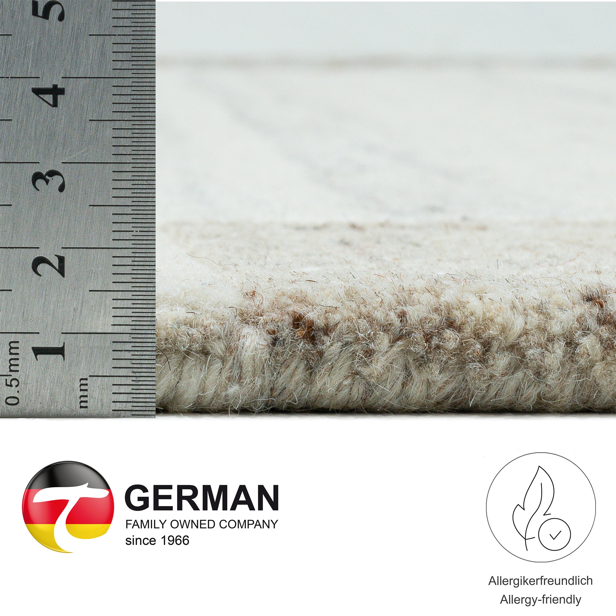 THEKO Tapis en laine »Natural Garden« Rectangulaire 14 mm Höhe laine pure, avec bordure, tufté main, salon