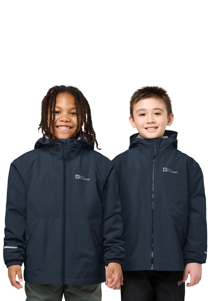 Jack Wolfskin 3-in-1-Funktionsjacke »ICELAND 3IN1 JACKET K« mit Kapuze für Kinder, mit fester Kapuze, atmungsaktiv, winddicht, wasserdicht