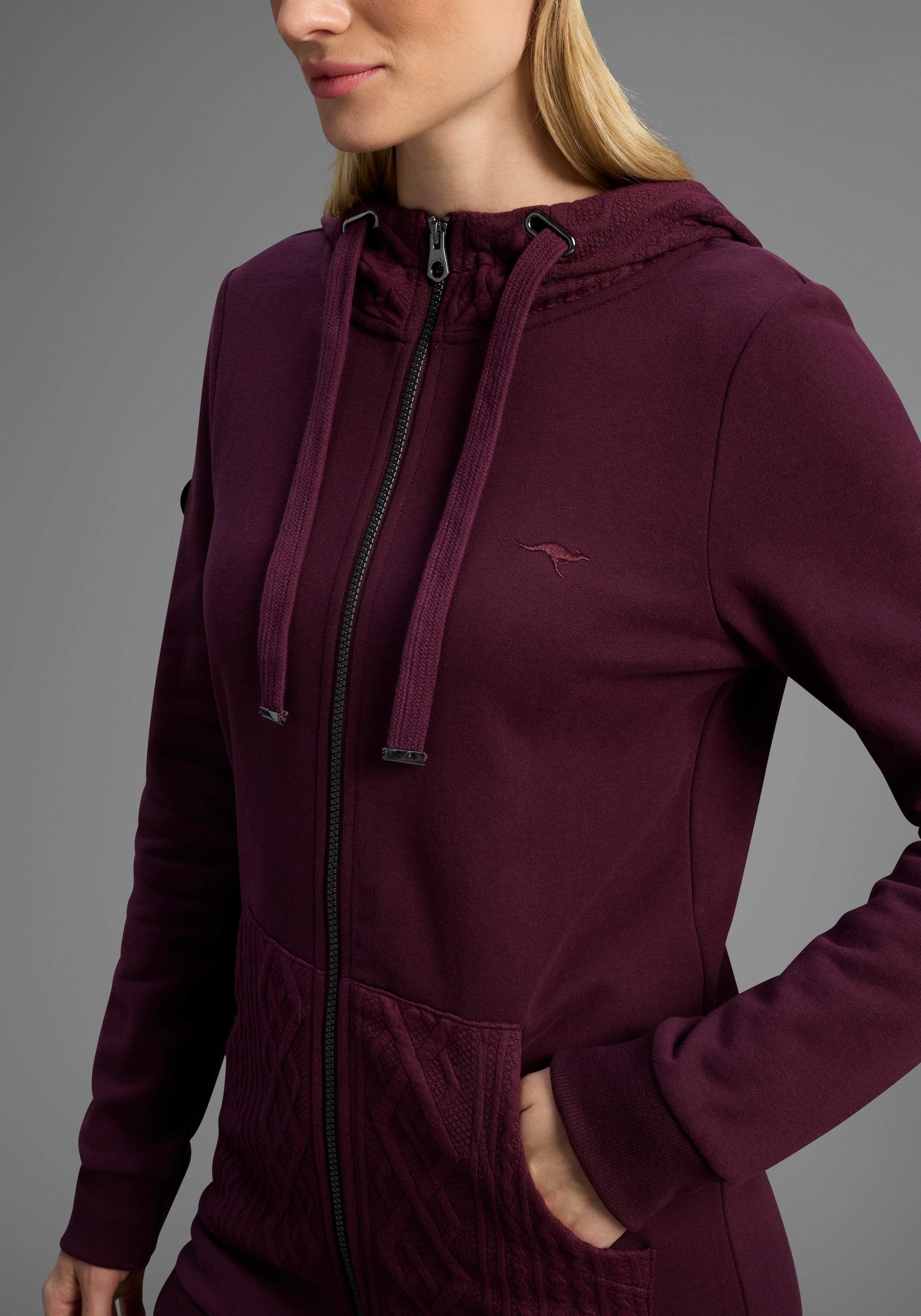 KangaROOS Kapuzensweatjacke mit Zopfmusterdetails