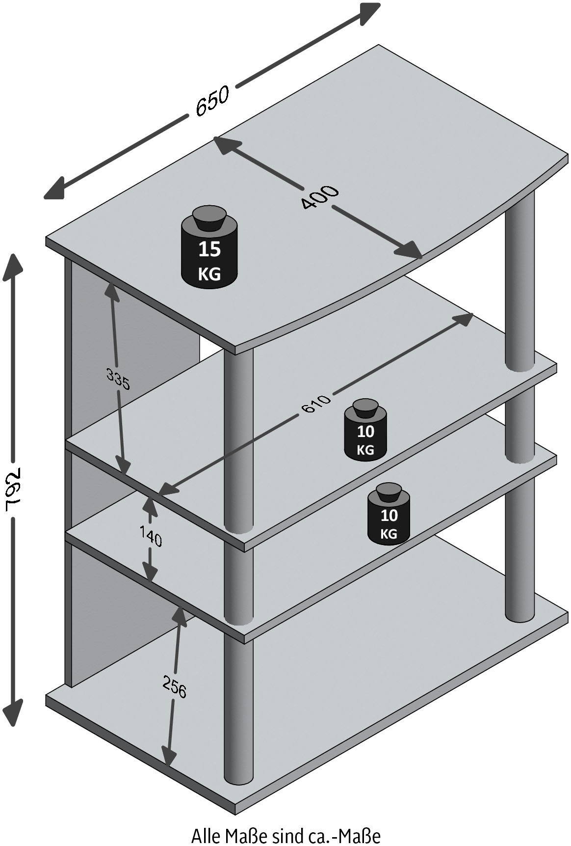 FMD Media-Regal »Variant« Regal auf Rollen, Multimedia, TV, Hifi, 3 Böden, 65 cm breit