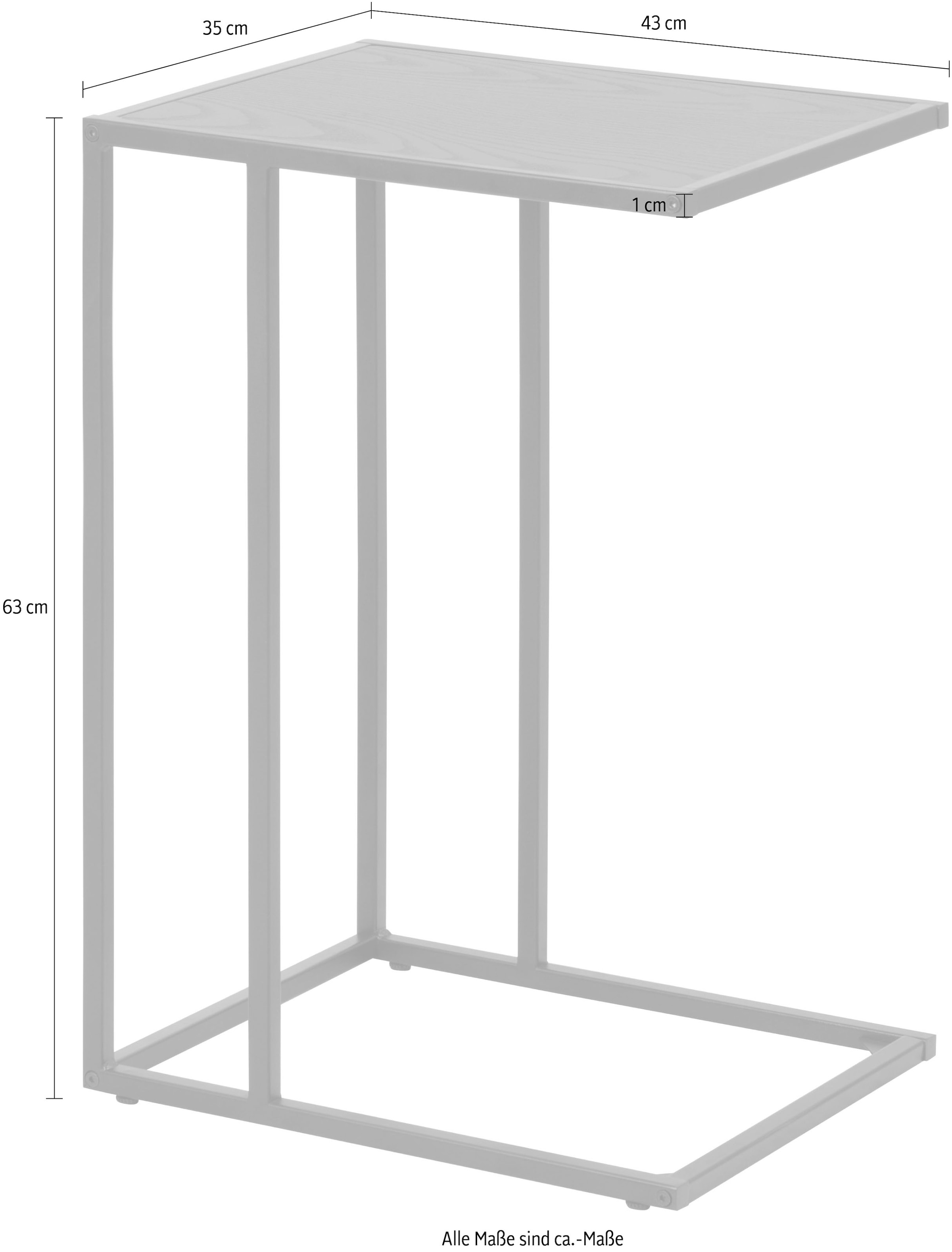 ACTONA GROUP Beistelltisch mit schmalen Metallgestell im modernen Industrie-Look, Höhe 63 cm