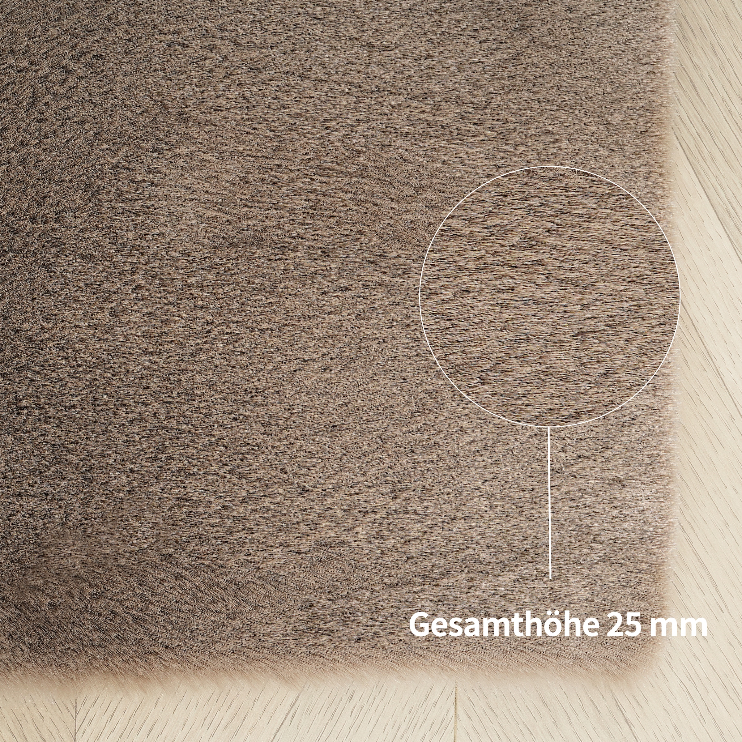 Bruno Banani Fellteppich »Rabbit 2, Kunstfell Teppich, Modern« rechteckig 25 mm Höhe Kaninchenfell-Haptik, sehr weich, Wohnzimmer, Schlafzimmer, Esszimmer