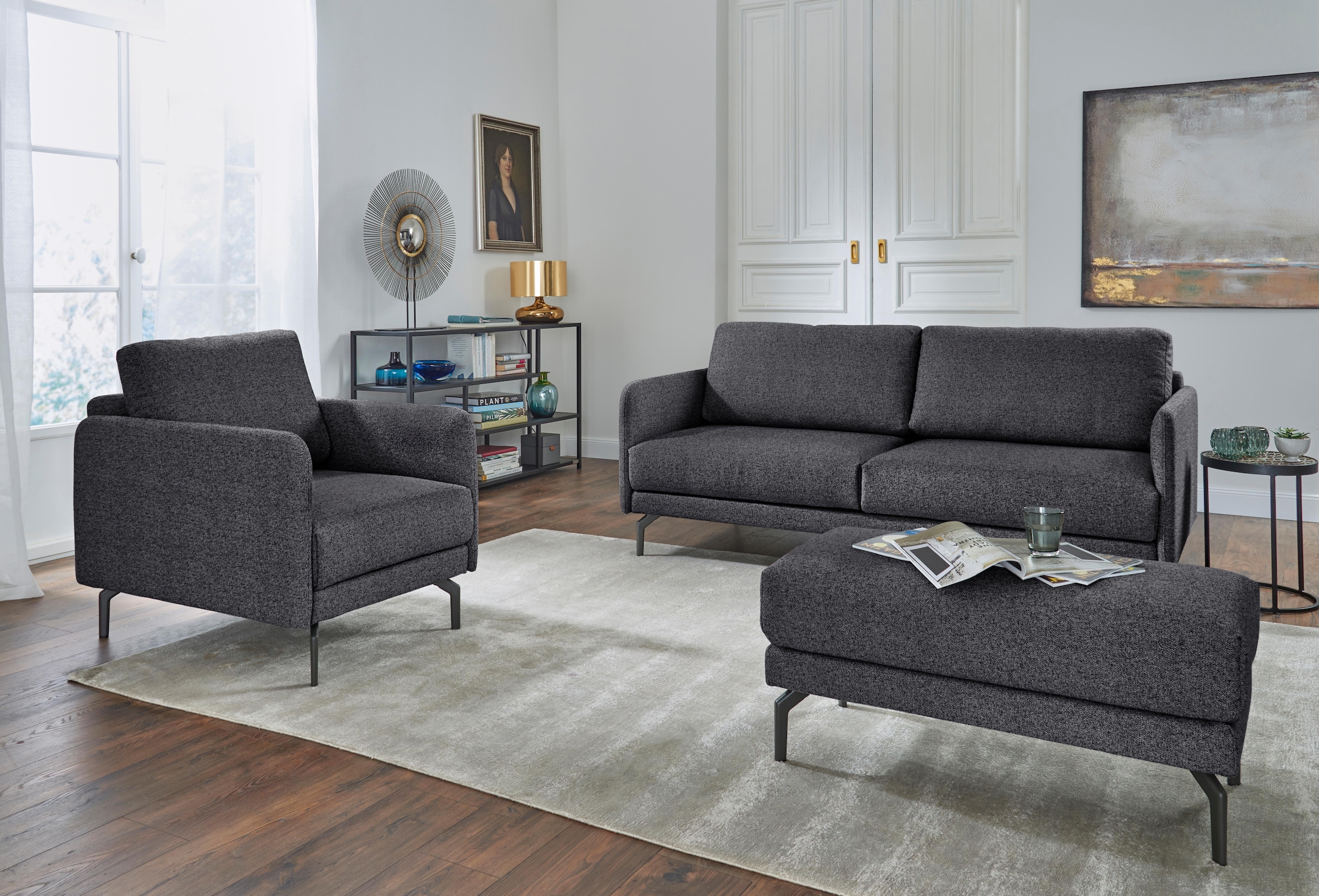 Creation BY ROLF BENZ Fauteuil »CR.450, Designsessel, Loungesessel« accoudoir très étroit, largeur 70 cm, pied en aluminium coulé gris ombre