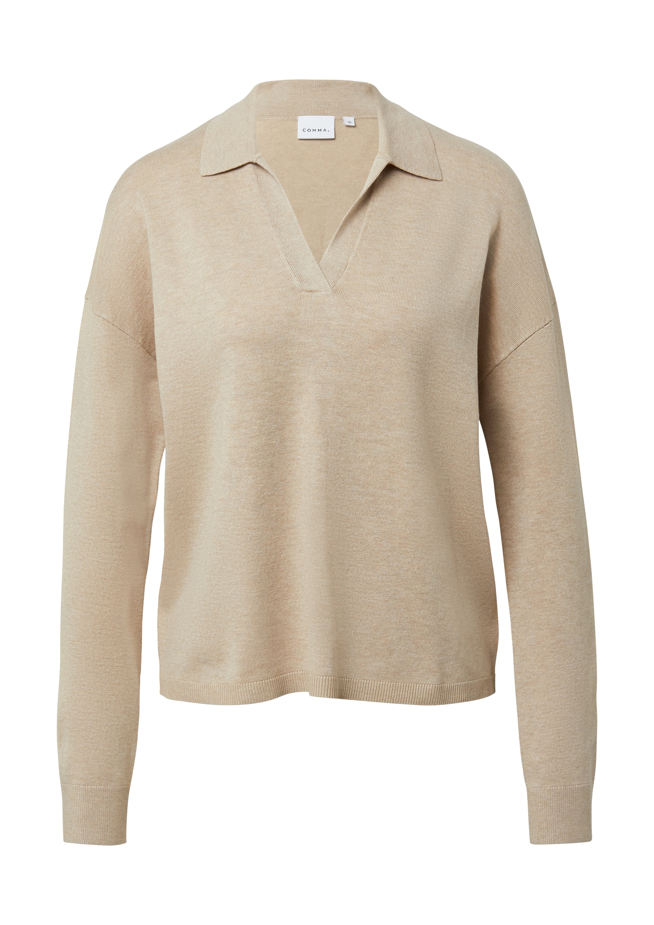 Comma Pull en tricot mit V-Ausschnitt und Polo Kragen