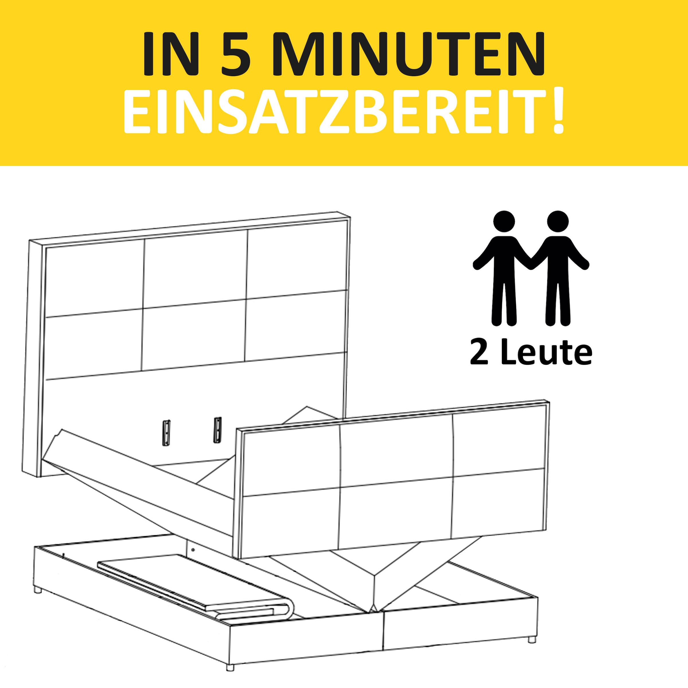 FORTE Lit boxspring »Lanciano« matelas à ressorts ensachés 7 zones avec deux degrés de fermeté (H2/H3),  disponible en largeurs 140 cm, 160 cm & 180 cm