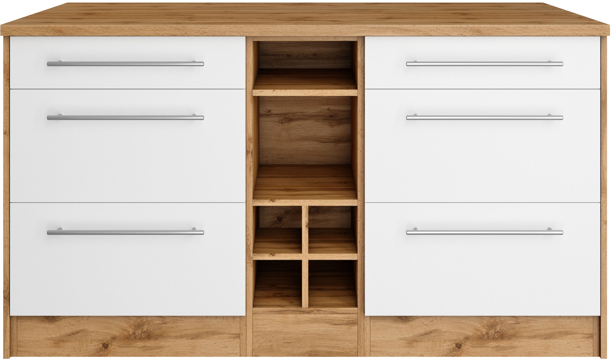 KOCHSTATION Ilot de cuisine »KS-Wien« largeur 153 cm, façades MDF, casier à bouteilles