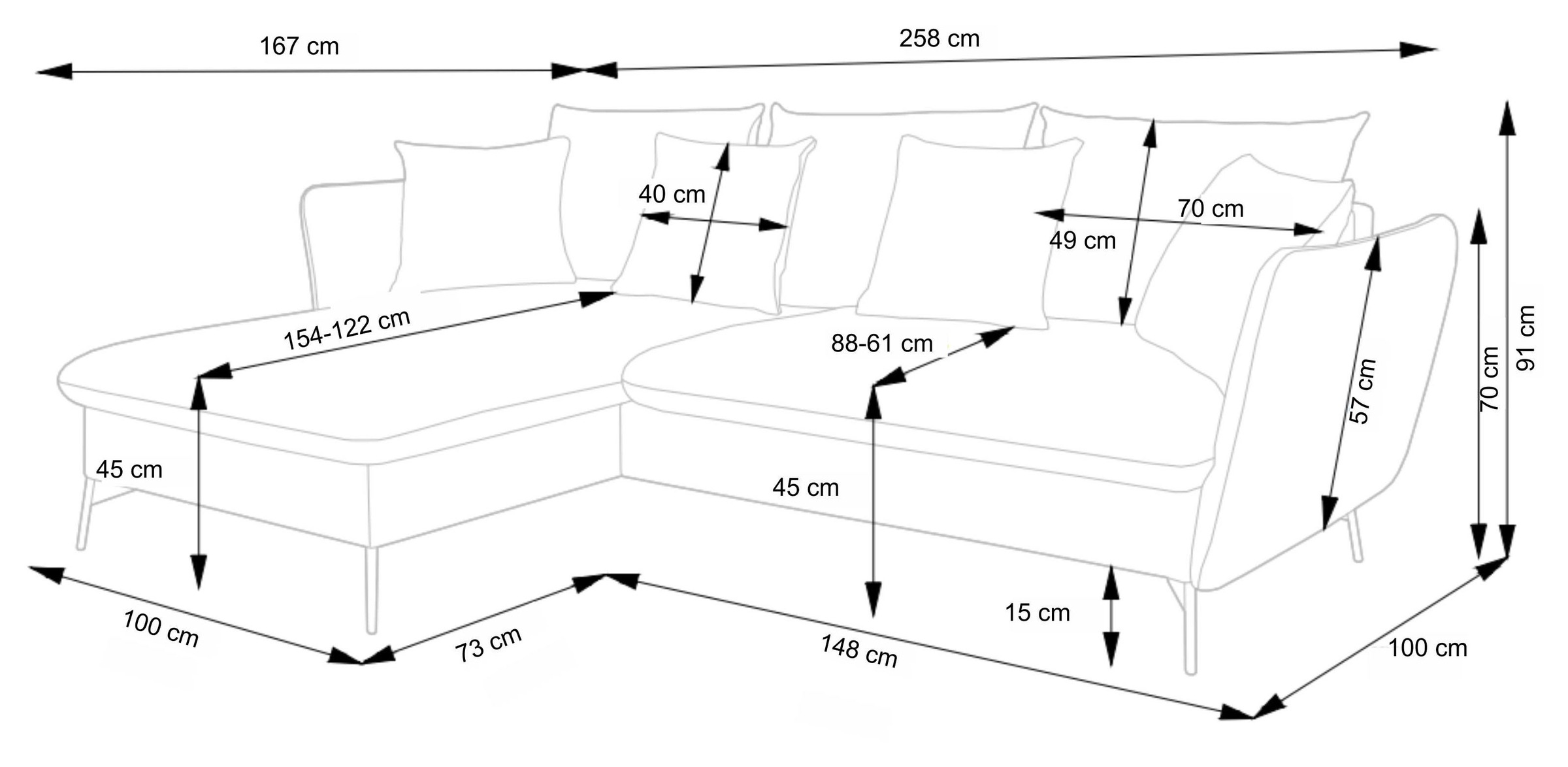 GOODproduct Canapé d'angle »MERLE, 258 cm, L-Form, traumhafter Cord,« mit Bettfunktion und Bettkasten, Liegefläche 224 x 139