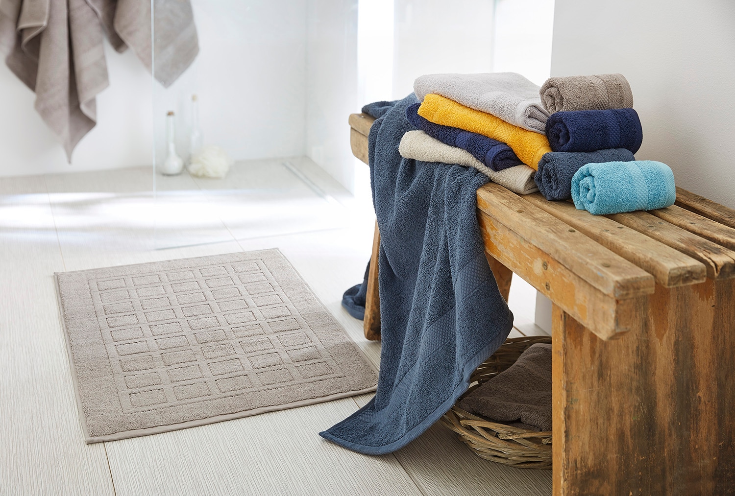 Dyckhoff Badematte »Planet« Höhe 3 mm beidseitig nutzbar | fussbodenheizungsgeeignet Baumwolle, 2er Set Hotelmatte