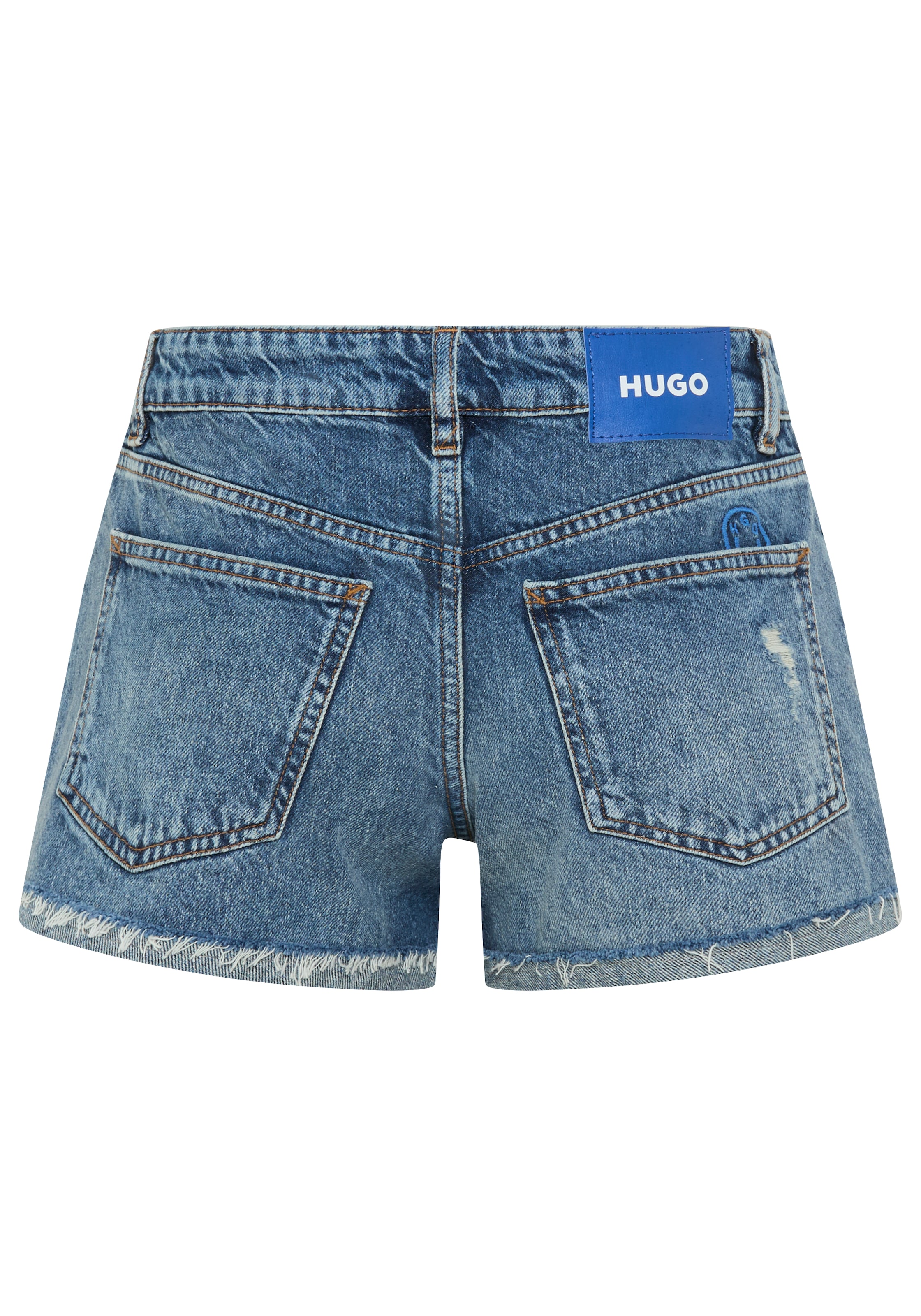 HUGO Blue Short en jean »Galimon« Mid Rise, geschnittener Saum