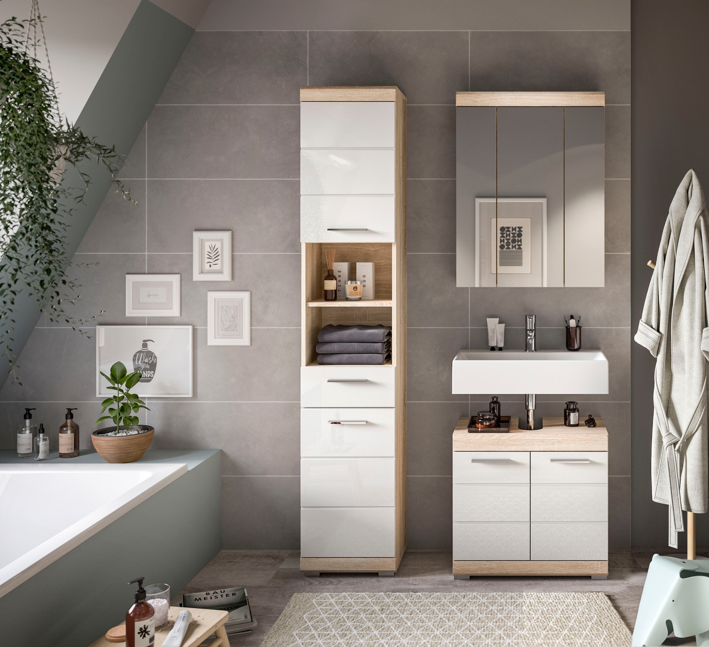 welltime Ensemble de meubles de salle de bain »SIENA, 3 teilig, bestehend aus:« Ensemble, BEST-SELLER !, 3 cuis tlg.
