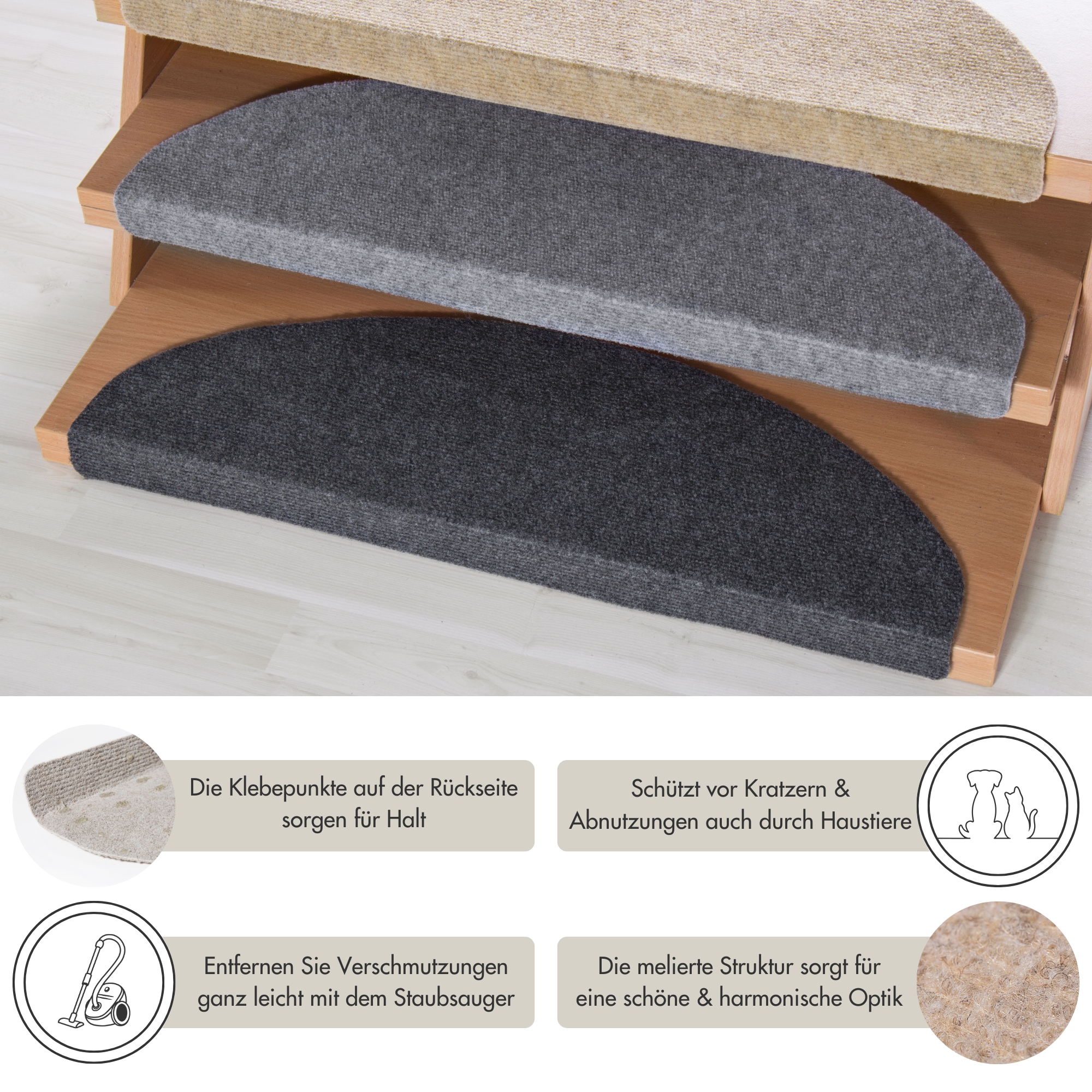 Andiamo Stufenmatte »Paris, Made in Poland« halbrund 2 mm Höhe selbstklebend, 15 Stück in einem Set