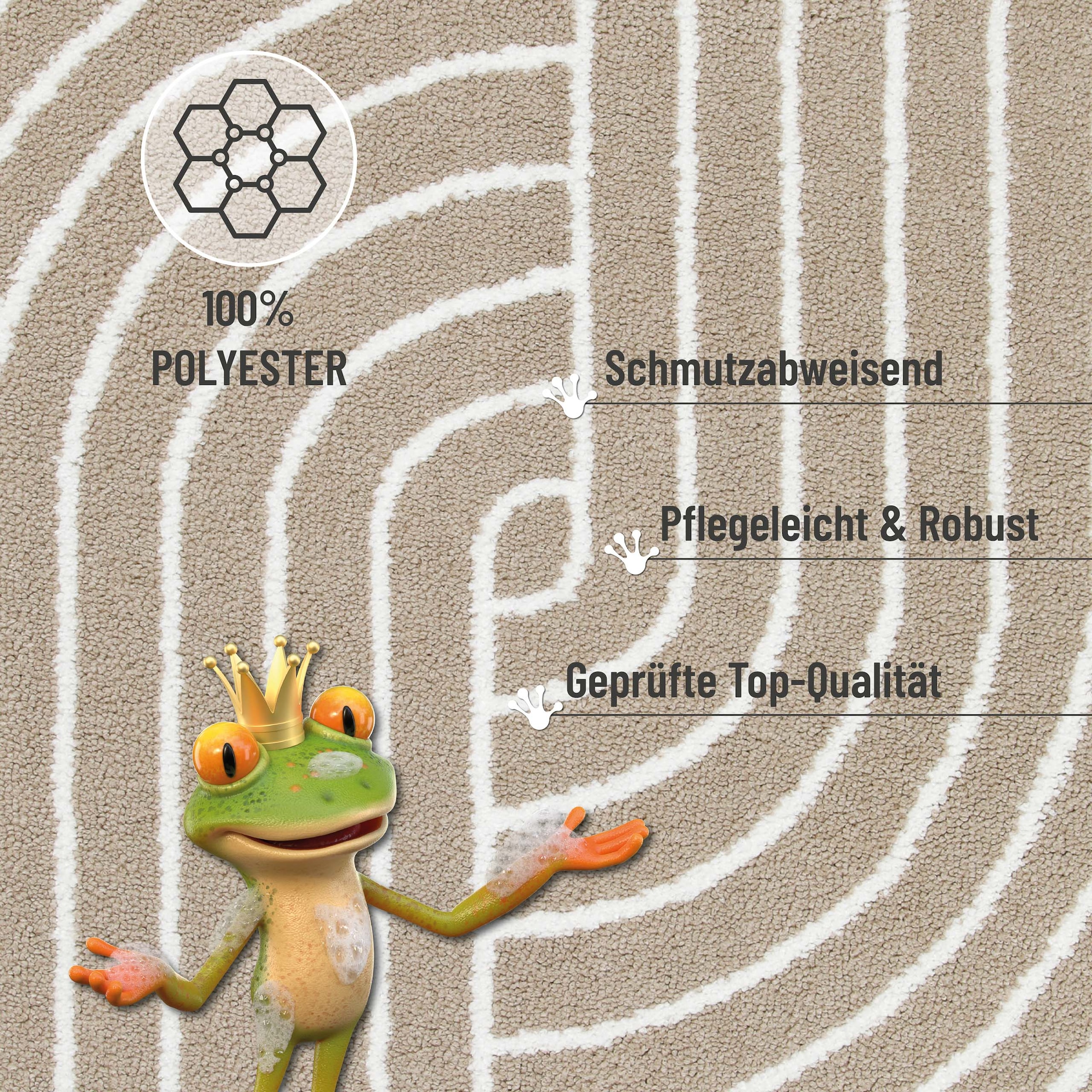 Wecon home Basics Tapis de bain »Hilda« Höhe 15 mm lavable, antidérapant, résistant, facile d'entretien avec motif rétro