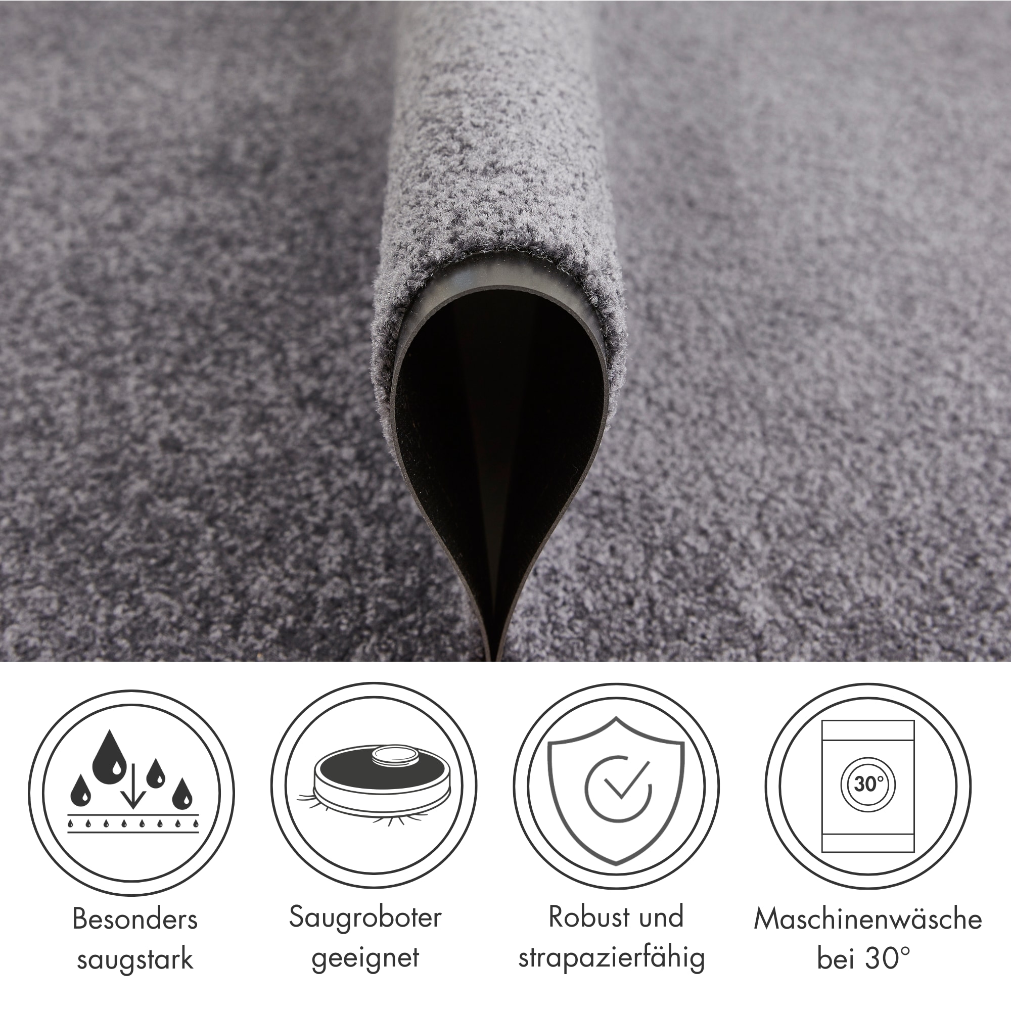 Andiamo Tapis de sol »Super Wash & Clean, Made in Belgium« Rectangulaire 7 mm Höhe Schmutzfangmatte, Uni Farben, rutschhemmend, waschbar