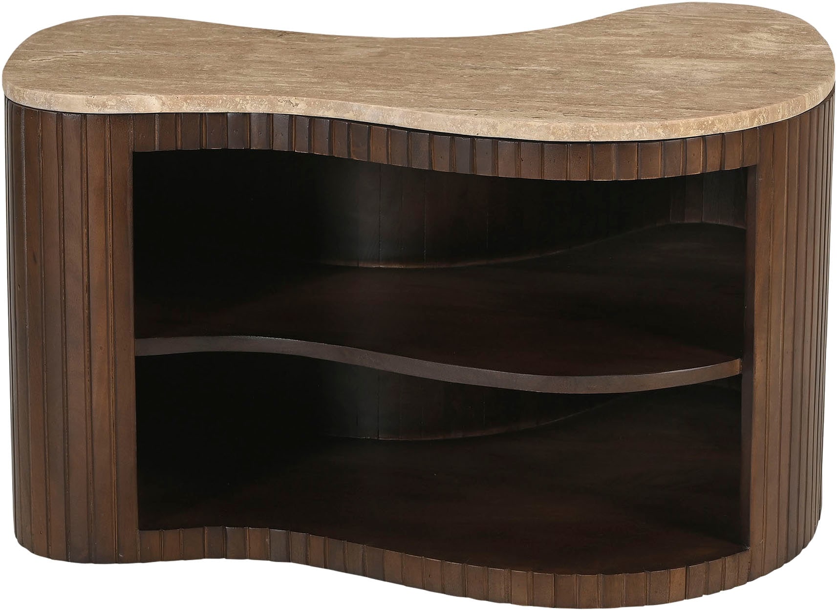 SIT Tableau TV »Dallas aus Mango massiv mit Lamellenfront & 2 offenen Fächern« 1 cuis tlg. 2 en 1 en tant que meuble TV ou table basse avec façade à lattes