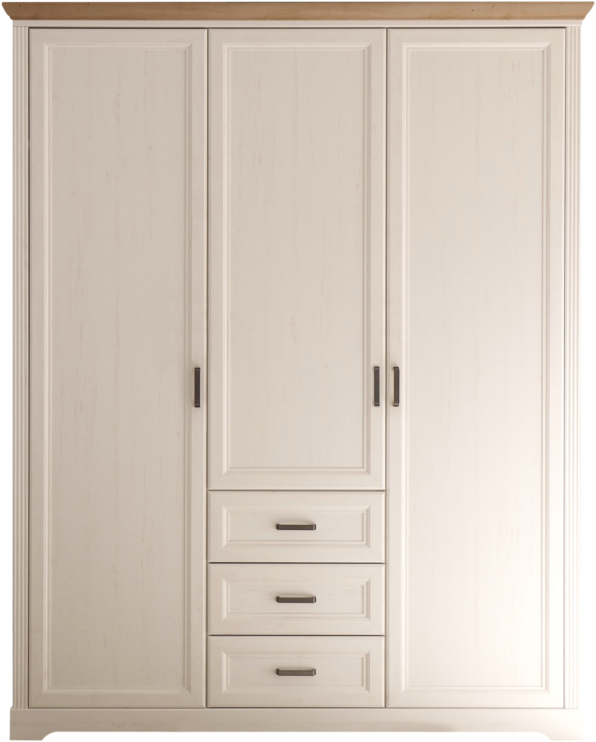 Begabino Armoire à portes battantes »Jasmin Schrank, Kleiderschrank mit Drehtüren« im Landhausstil, Kranzleiste mit farblicher Absetzung