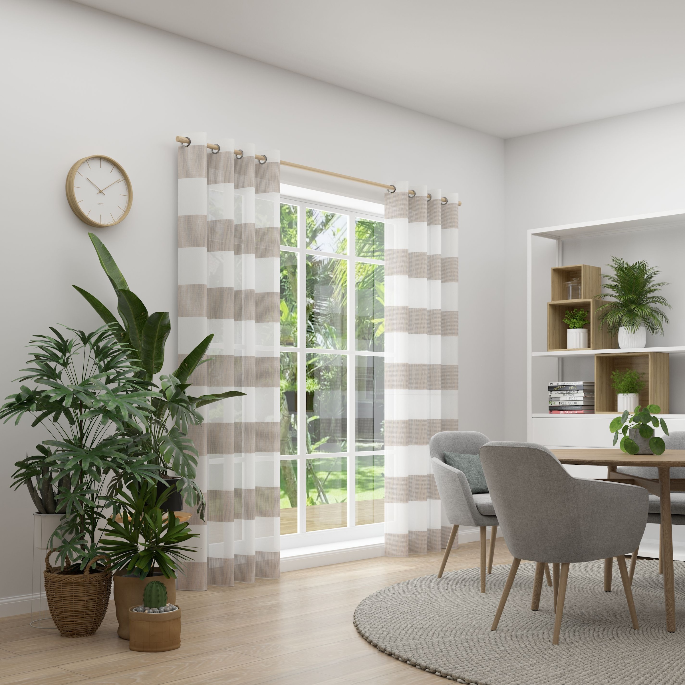 Neutex for you! Rideau »RIVA« Œillet 1 cuis tlg. rayures en blocs, motif graphique linéaire