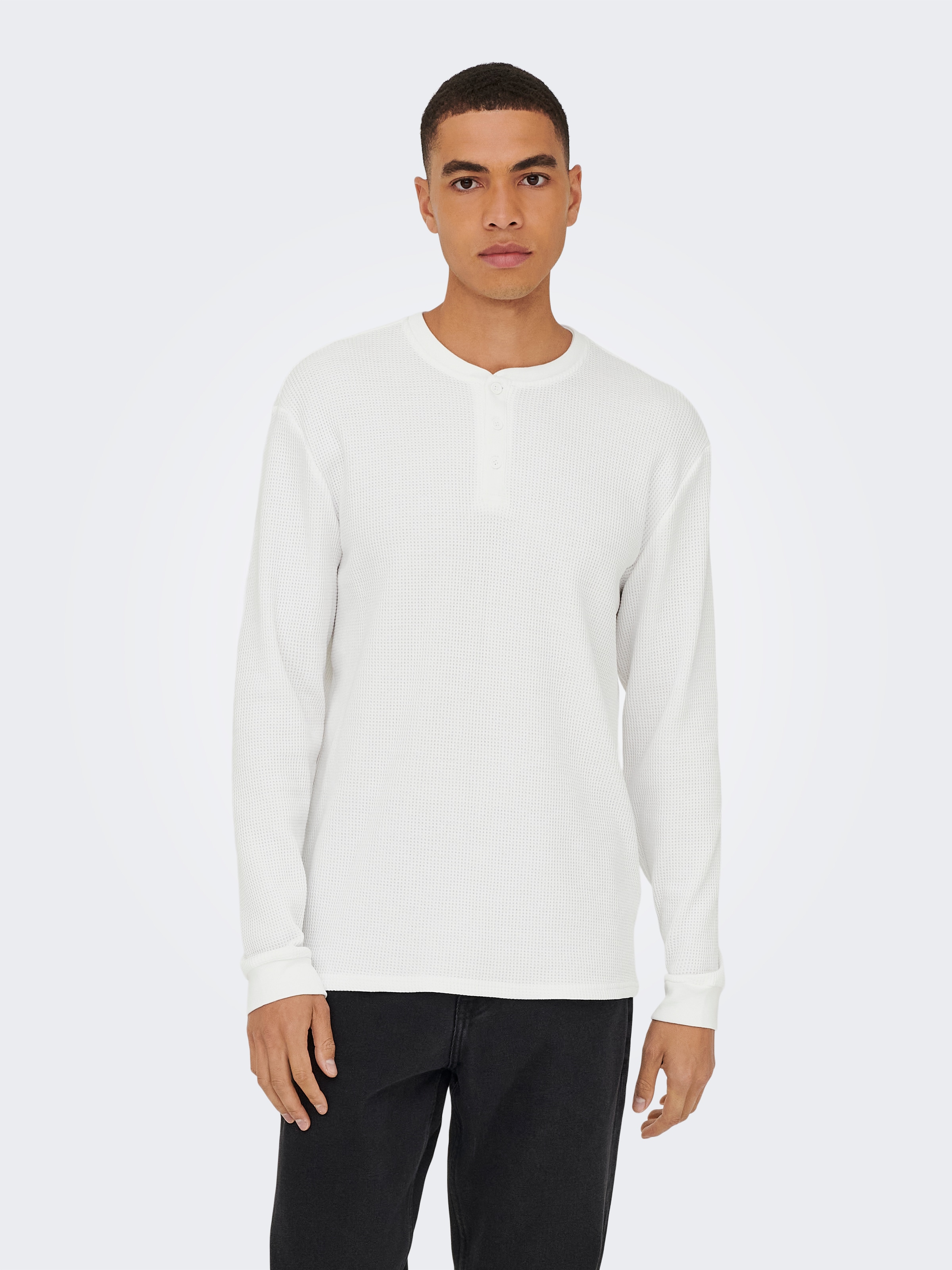 ONLY & SONS T-shirt à manches longues »ONSTOBIE REG LS HENLEY TEE NOOS« mélange coton, coupe régulière