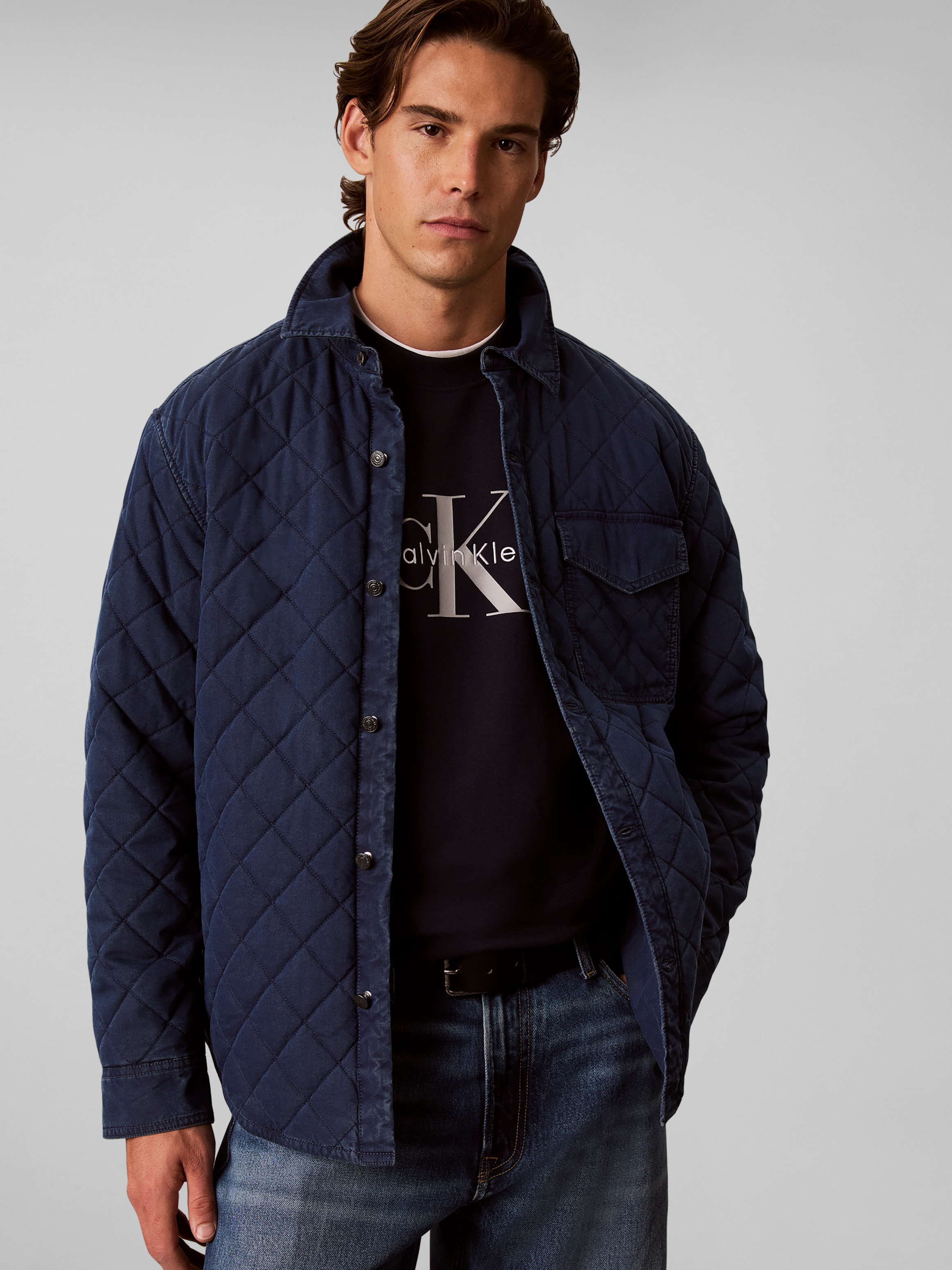Calvin Klein Jeans Sweatshirt , Rundhalsausschnitt, Regular Fit, grosser Logo-Print
