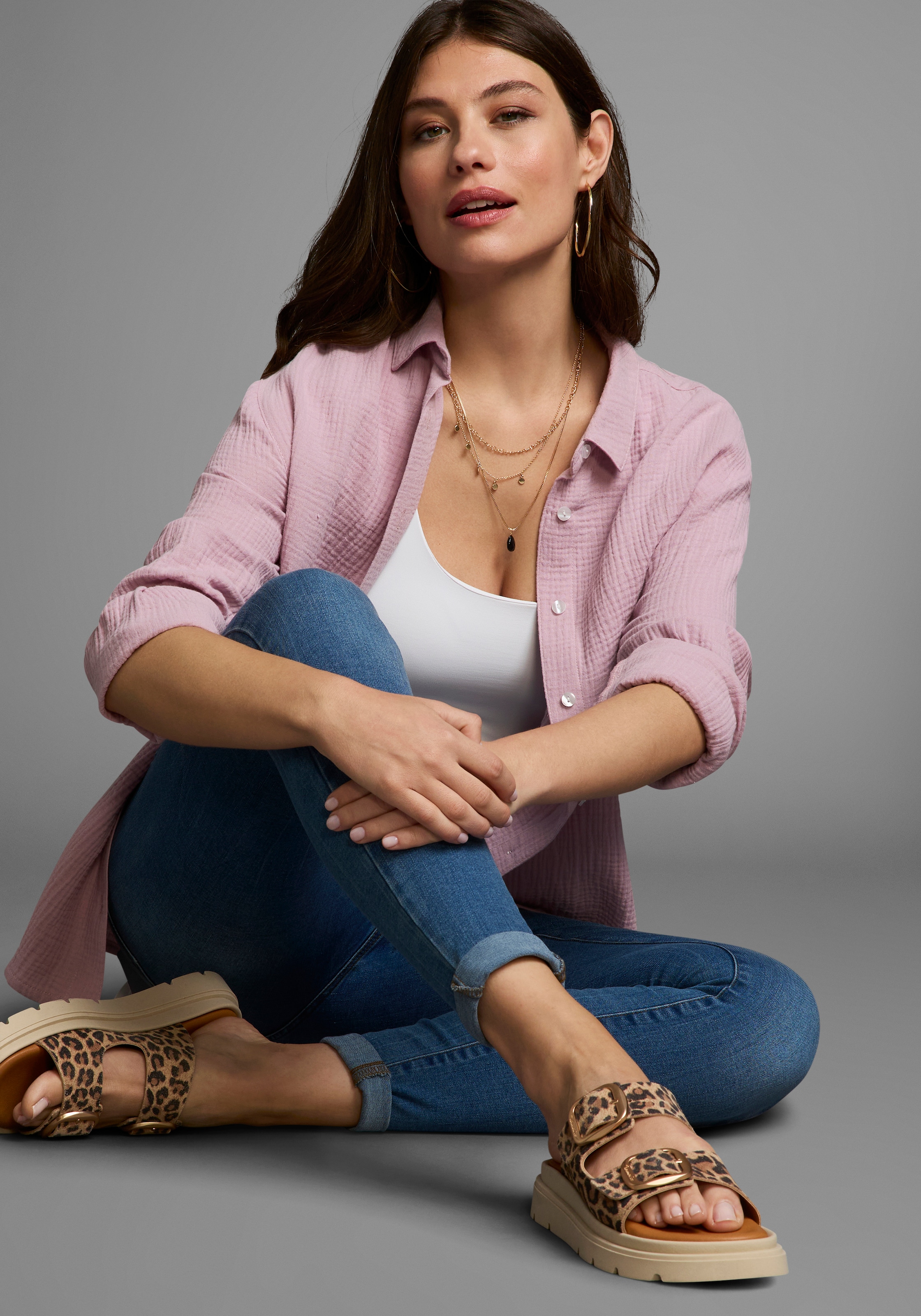 Laura Scott Chemisier long in Musselin-Qualität