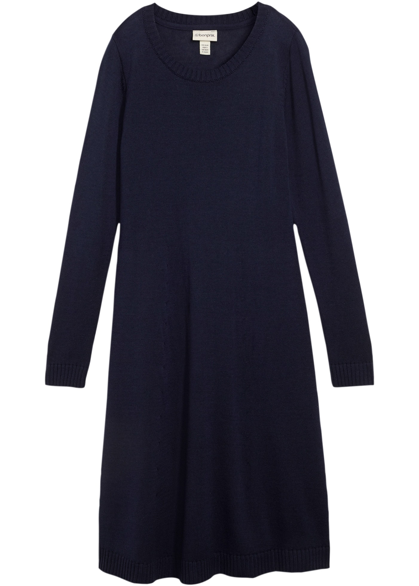 bonprix Strickkleid »Strickkleid in ausgestellter Form« für den Alltag, aus Baumwolle und Polyacryl, ausgestellte Passform