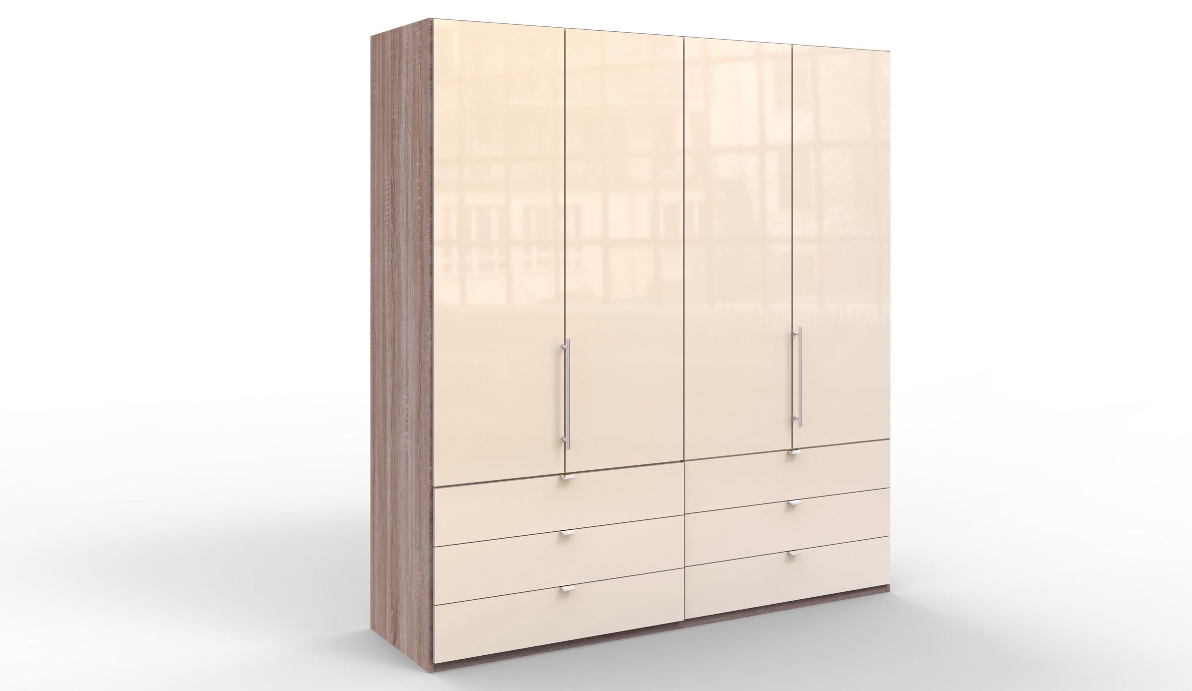 WIEMANN Armoire à portes pliantes »Loft, Kleiderschrank, Schrank, Wäscheschrank, mit Glasfront« 3 Breiten, 2 Höhen 216/236 cm auswählbar, MADE IN GERMANY,  inkl. gepämpften Schubkästen und Türen, mit Panoramaöffnung