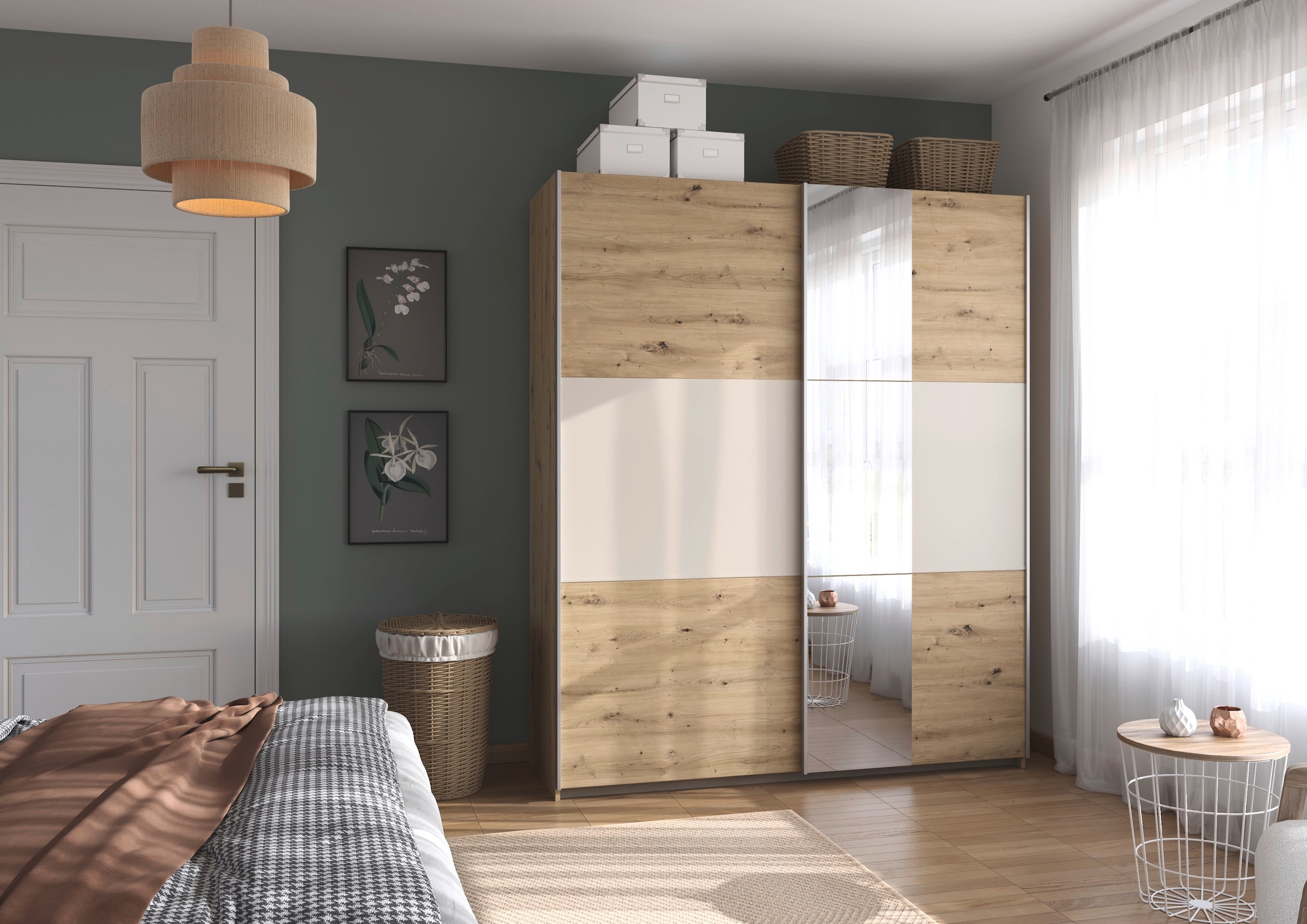 GOODproduct Kleiderschrank »Mehrzweckschrank Aktenschrank Möbel Mietswohnung TOPSELLER  ASTANA« 3 Ausstattungen BASIC/CLASSIC/PREMIUM (inkl. SOFT-CLOSE-FUNKTION),  mit 3 Spiegelelementen, Metallgriffleisten alufarbig MADE IN GERMANY