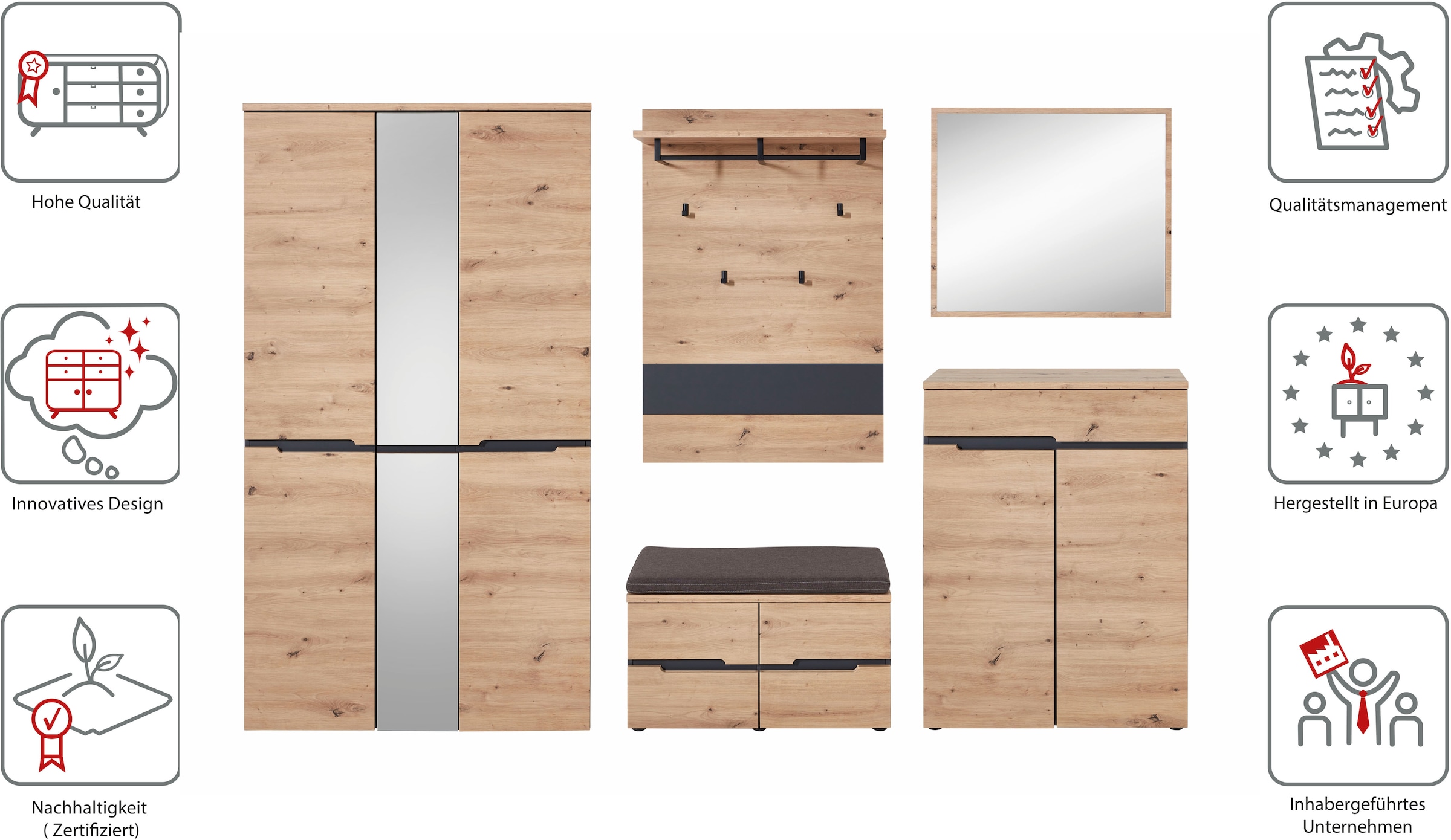 Innostyle Garderoben-Set »MEMPHIS« Komplett-Set, 5 Stk. tlg.