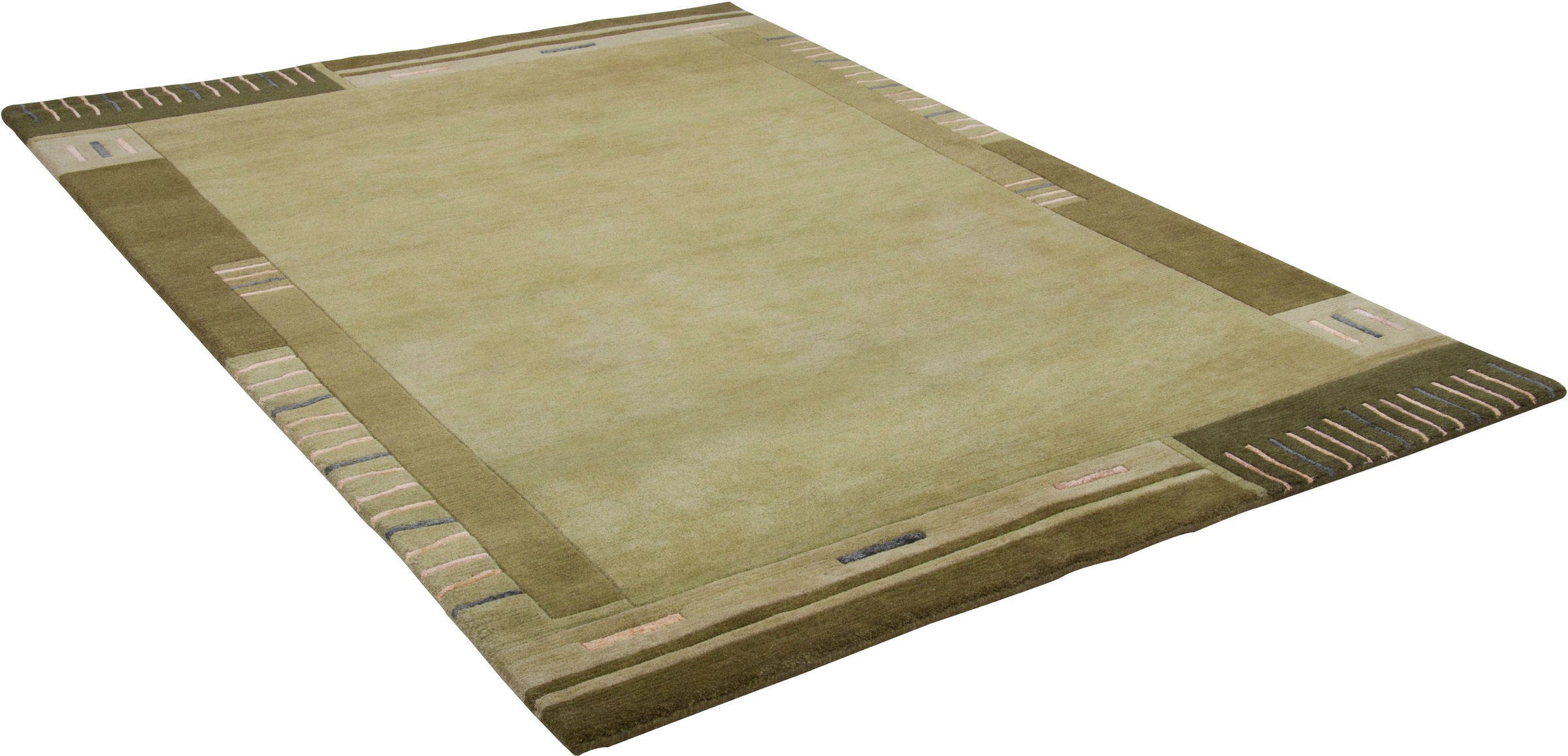 THEKO Tapis en laine »Kailash 110« Rectangulaire 20 mm Höhe reine Wolle, handgeknüpft, mit Bordüre